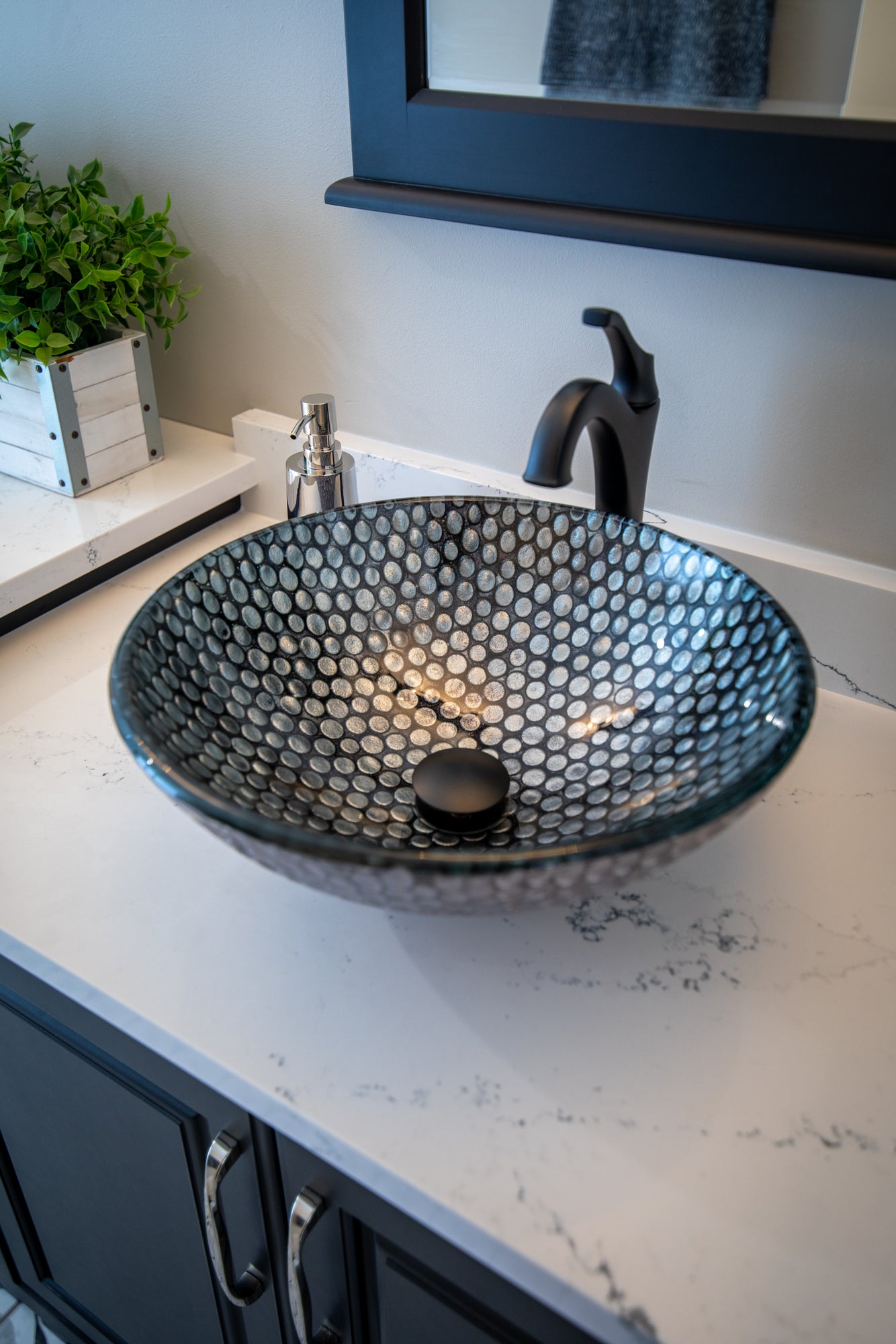 Eden Bath Silver Dots Glass Vessel Sink