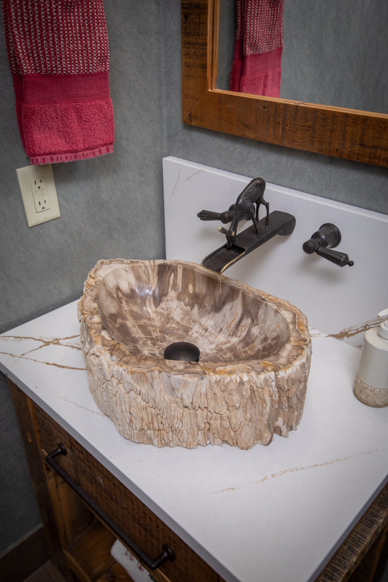 Eden Bath Natural Stone Vessel Sink - Petrified Wood