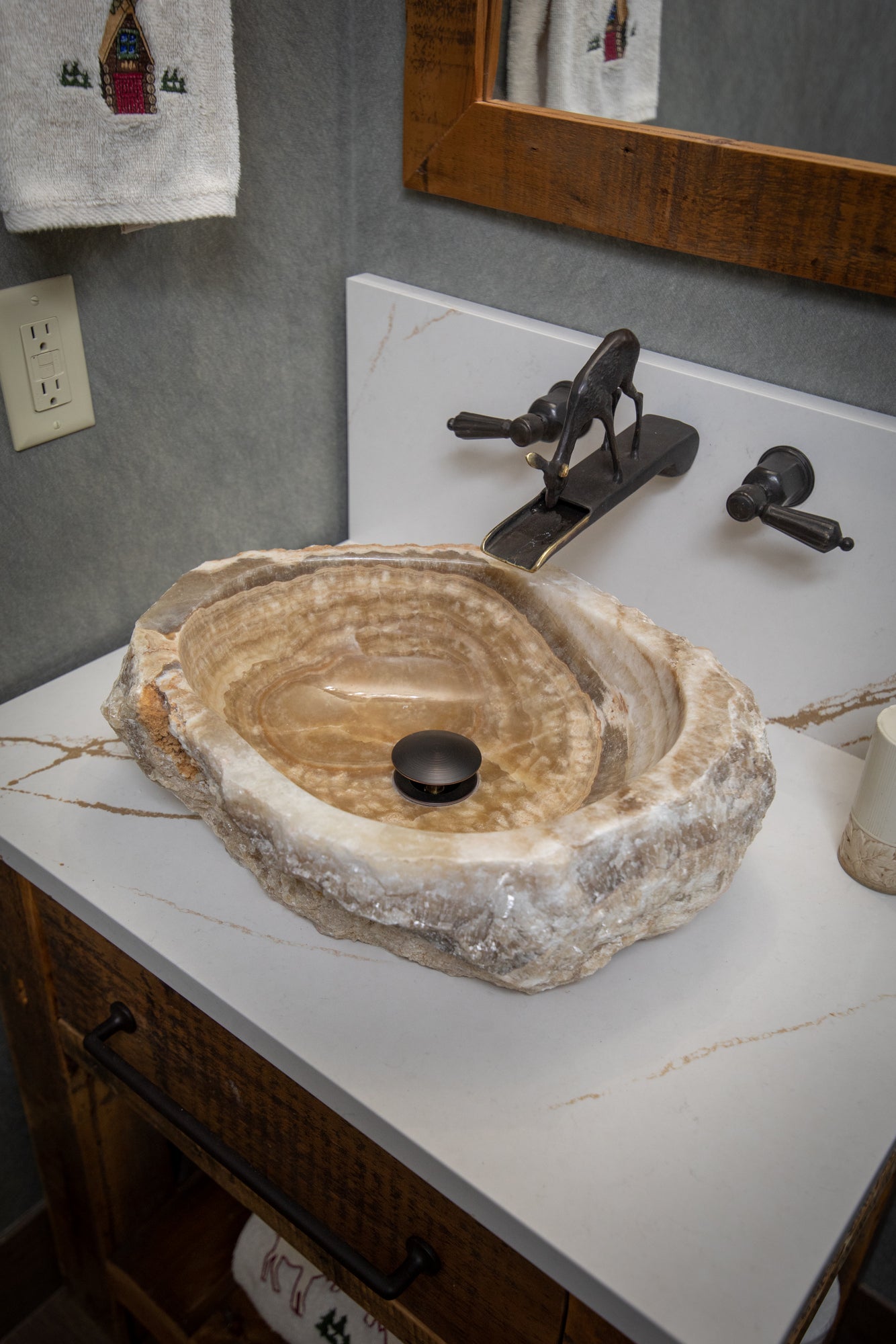 Eden Bath Natural Stone Sink - Jurassic Onyx