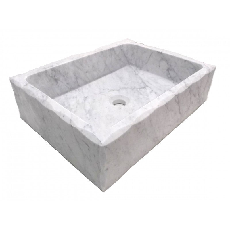 Eden Bath Antique Rectangular Carrara Marble Vessel Sink Honed