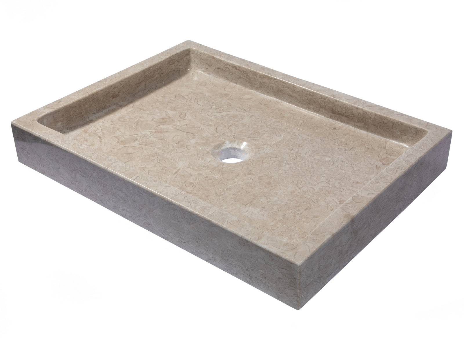 Rectangular Vessel Sink in Polished Penny Grey Marble