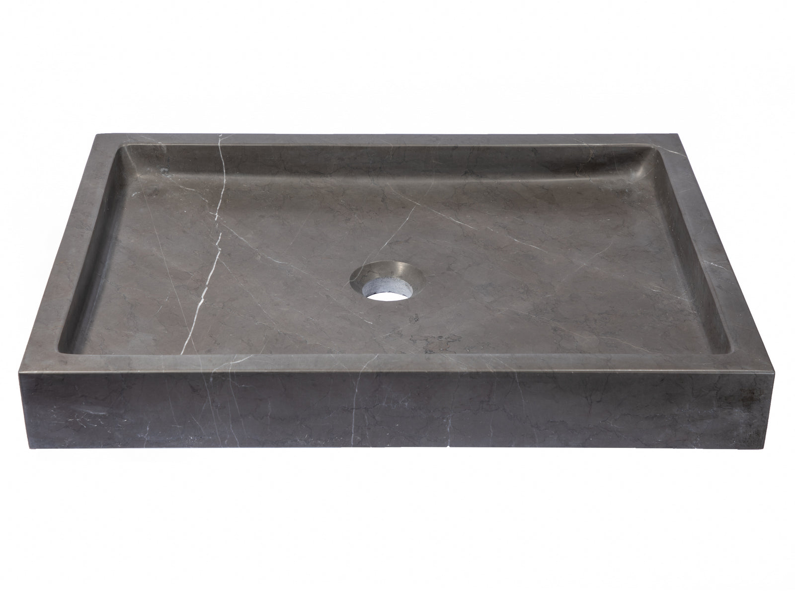 Rectangular Vessel Sink in Honed Pietra Grey Marble