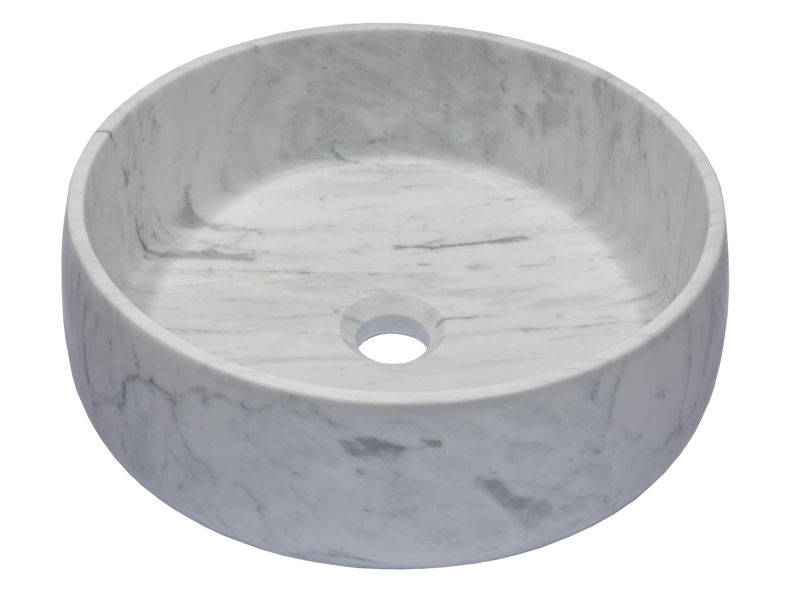 Rounded Vessel Sink in White Carrara Marble