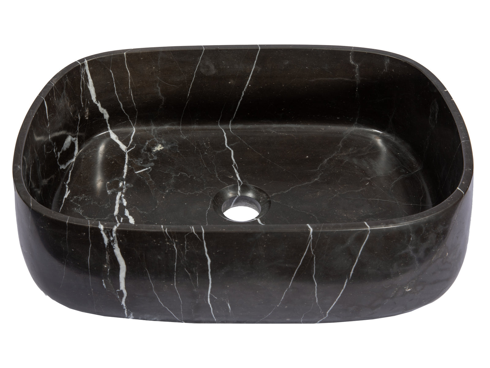 Rounded Rectangular Vessel Sink in Nero Marquino Marble
