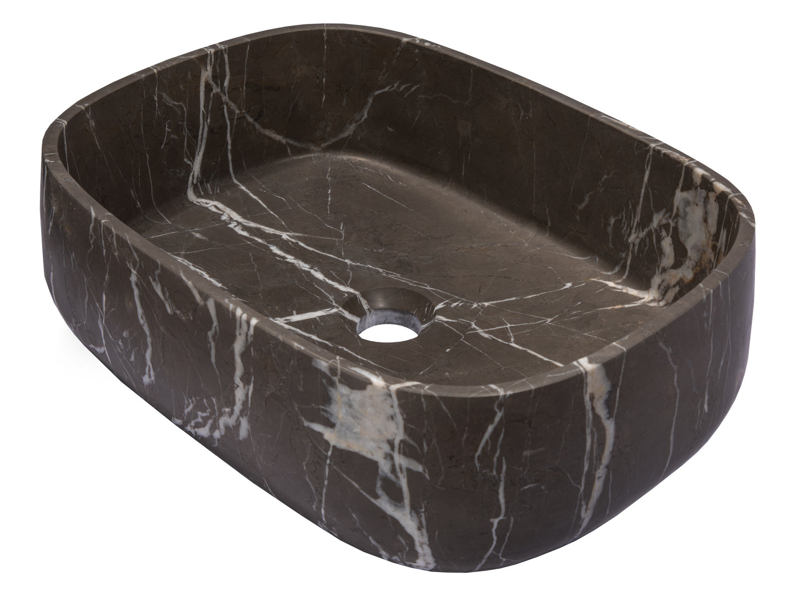 Rounded Rectangular Vessel Sink in Pietra Grey Marble