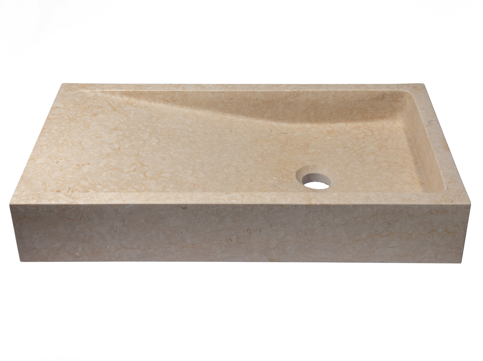 Rectangular Slopes Vessel Sink in Honed Galala Beige Marble