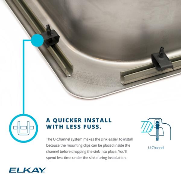 Elkay Lustertone Classic Stainless Steel 19-1/2" x 22" x 10-1/8", Single Bowl Drop-in Sink