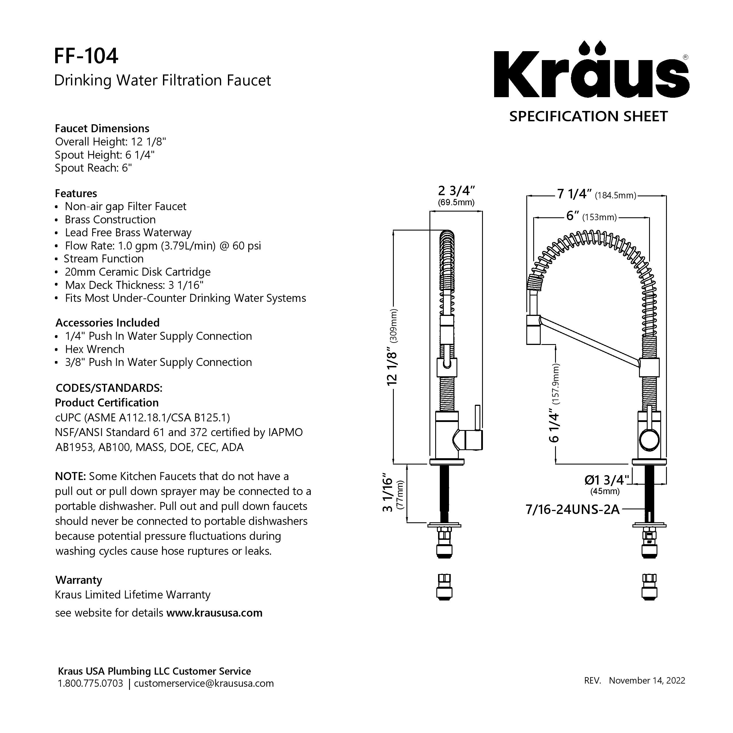 KRAUS Bolden Drinking Water Filter Faucet in Brushed Brass — DirectSinks