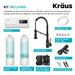 KRAUS Bolden 2-in-1 Pull-Down Single Handle Water Filter Kitchen Faucet in Matte Black with Purita 2-Stage Under-Sink Filtration System-DirectSinks