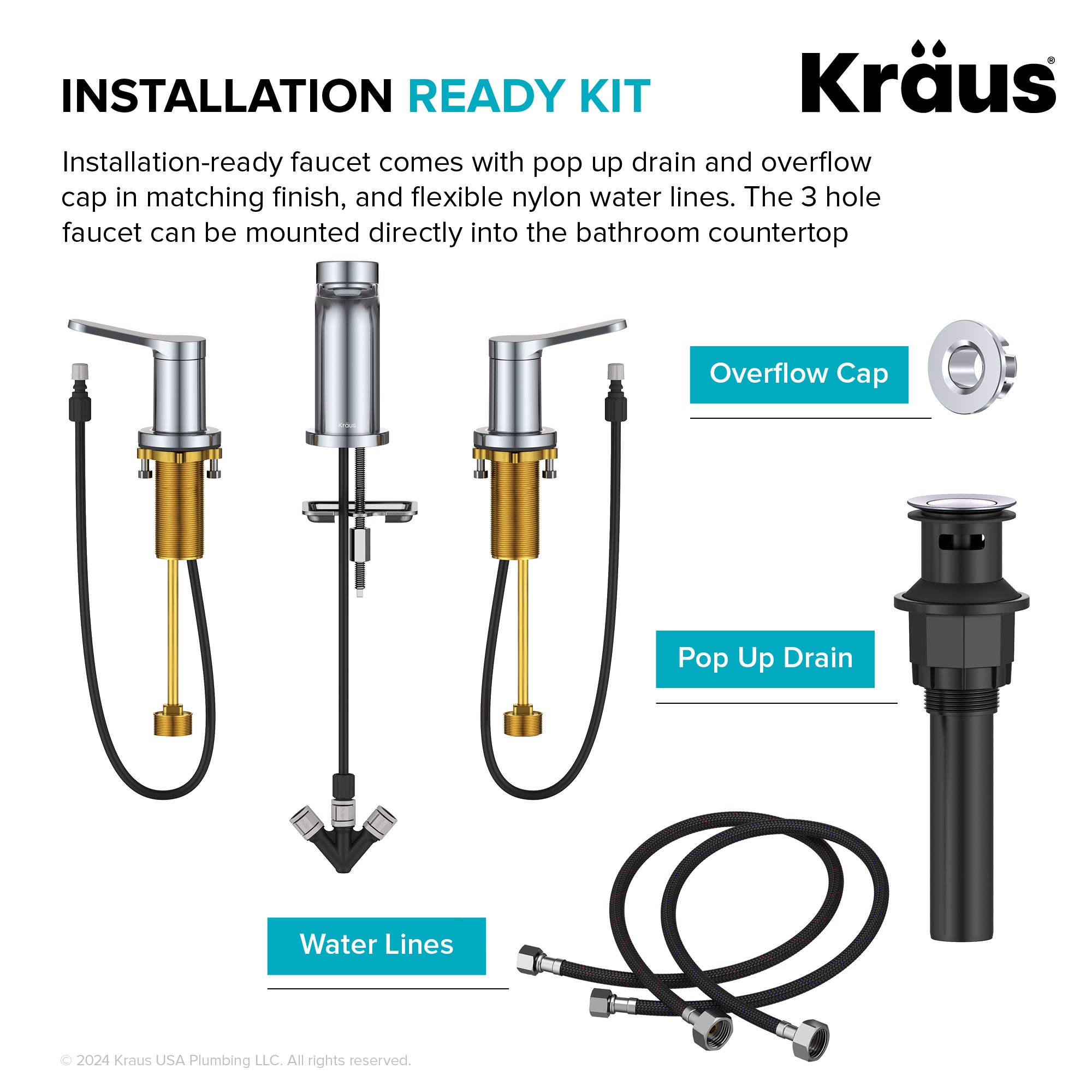 KRAUS Indy Widespread Bathroom Faucet in Chrome-DirectSinks
