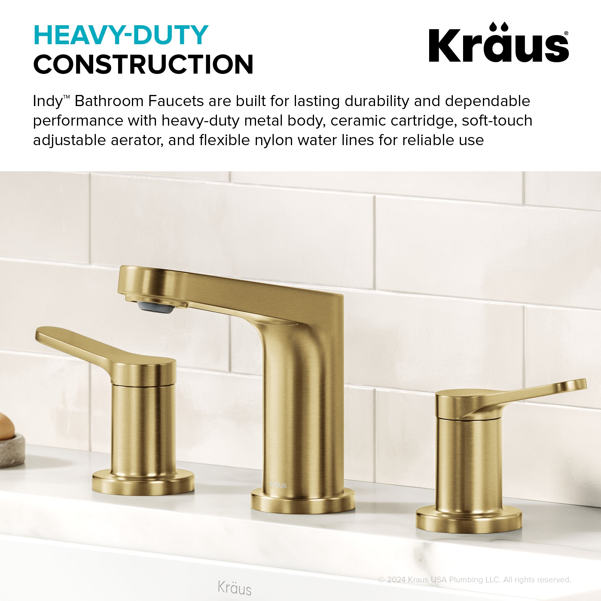 KRAUS Indy Widespread Bathroom Faucet in Spot-Free Brushed Brass-DirectSinks