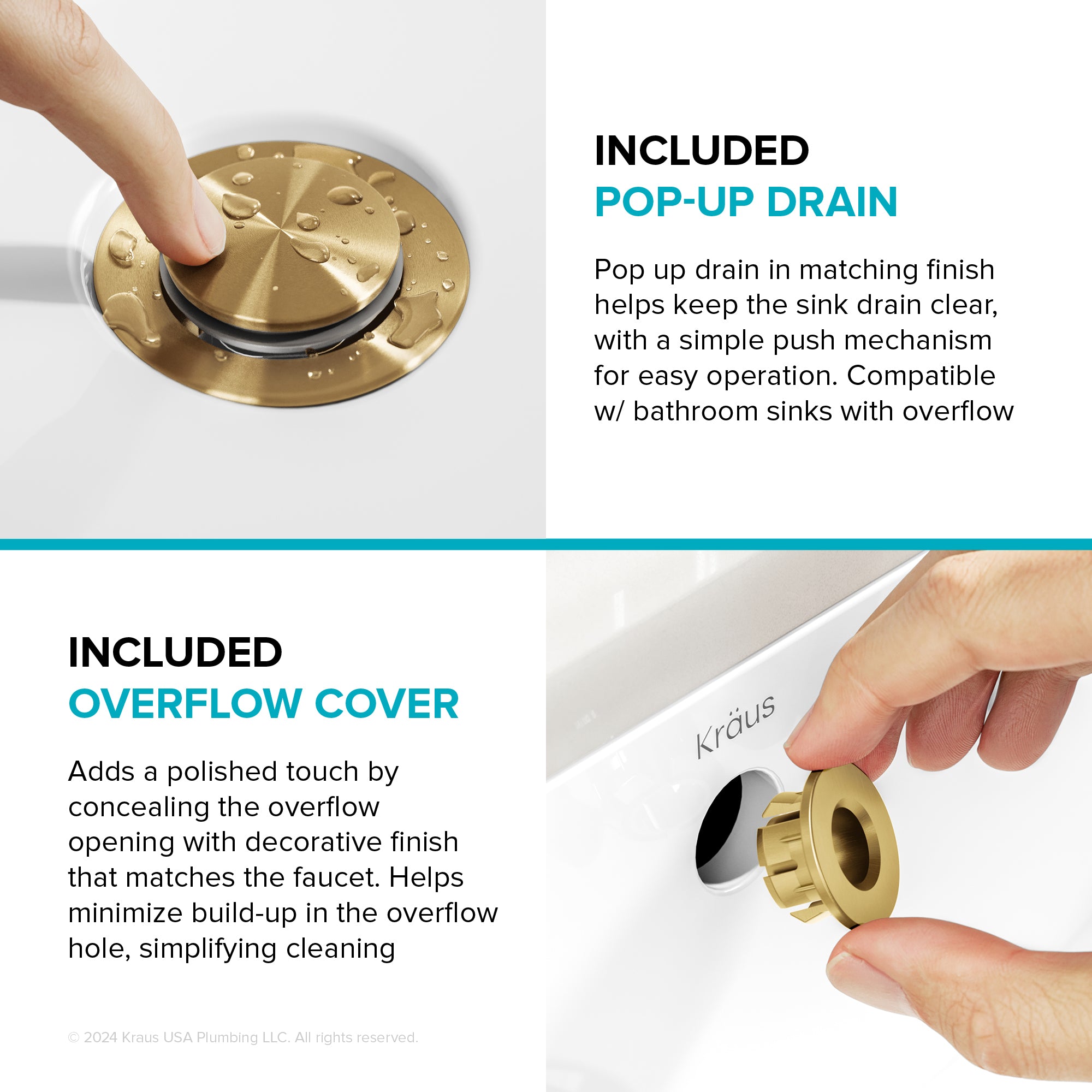 KRAUS Indy Widespread Bathroom Faucet in Spot-Free Brushed Brass-DirectSinks