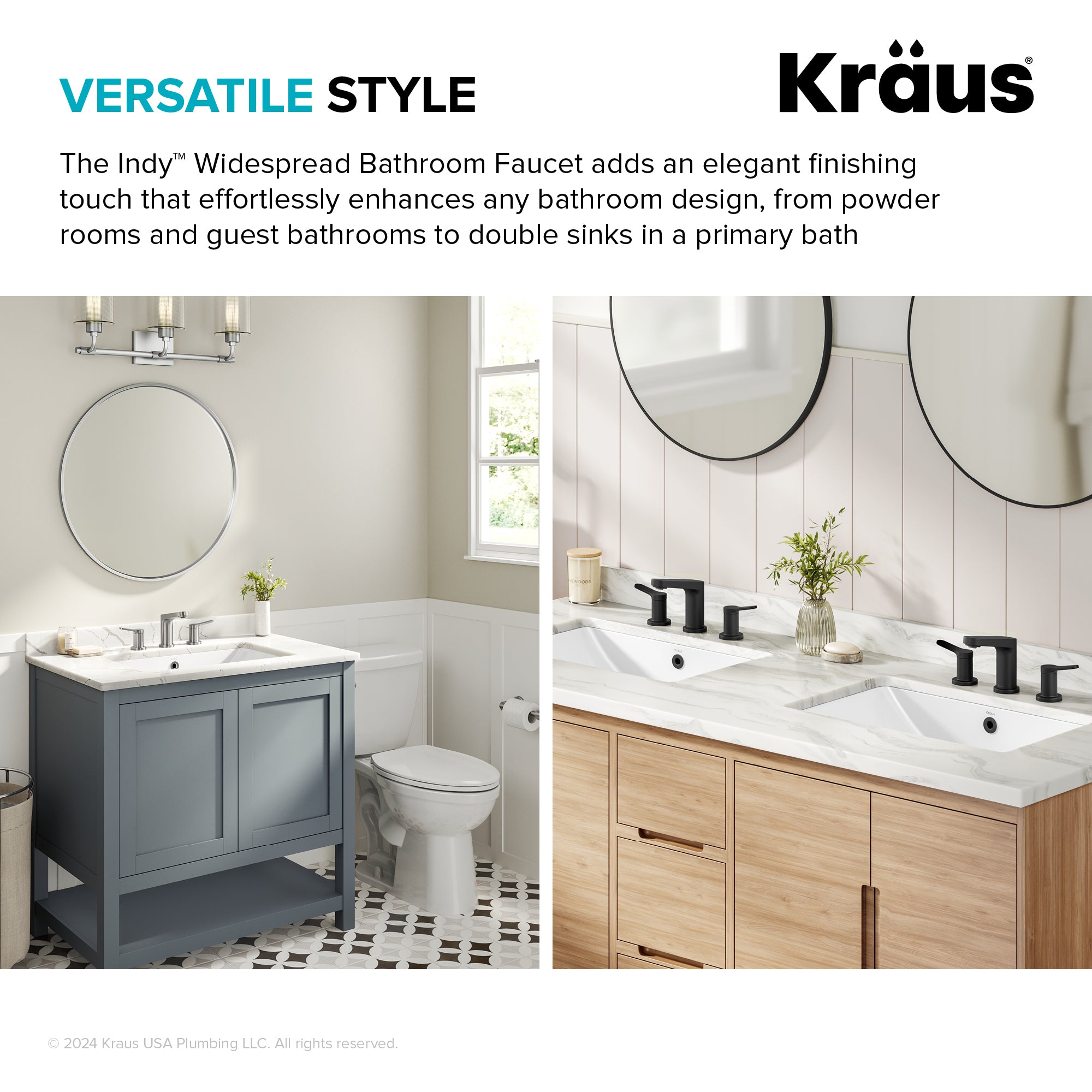 KRAUS Indy Widespread Bathroom Faucet in Spot-Free Brushed Brass-DirectSinks