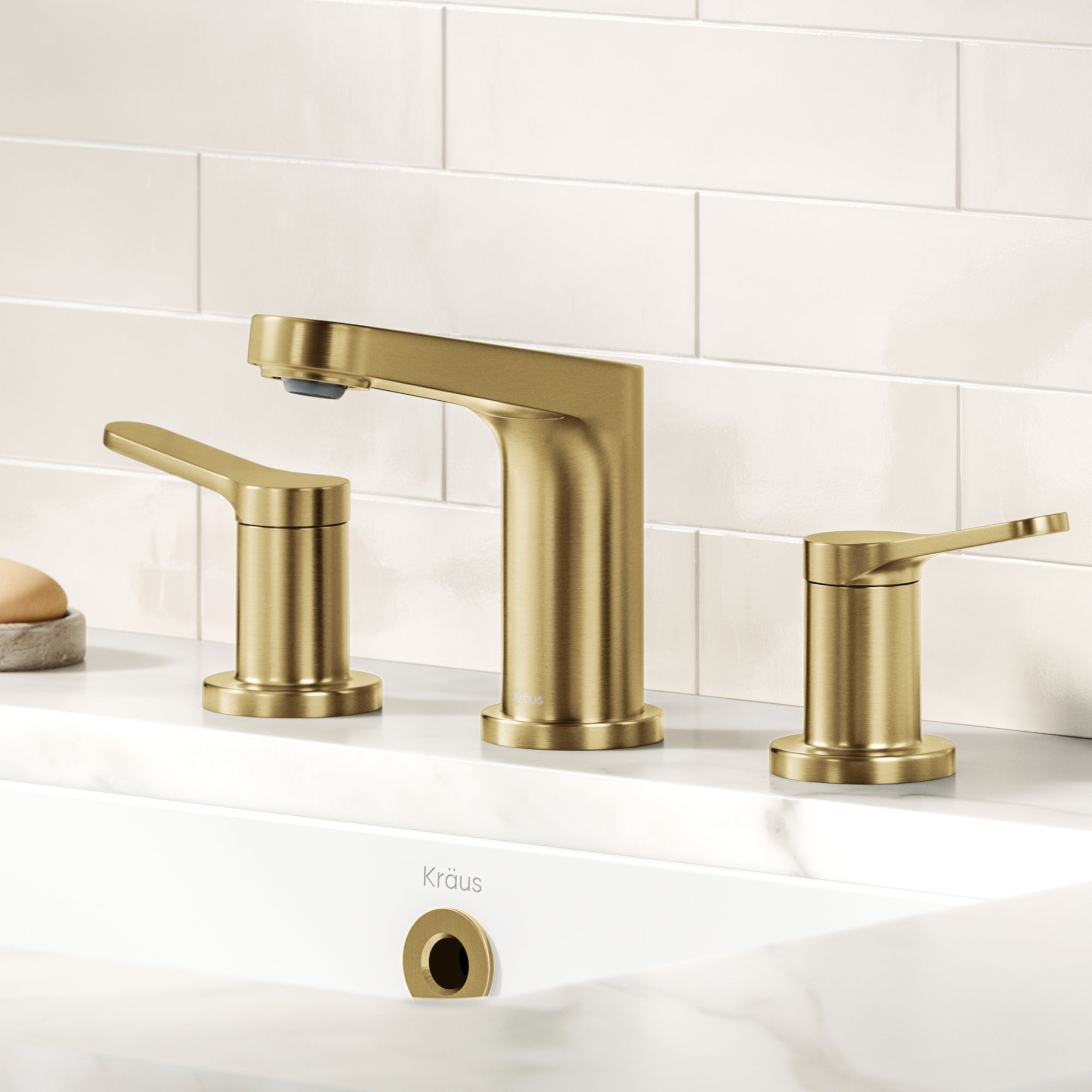 KRAUS Indy Widespread Bathroom Faucet in Spot-Free Brushed Brass-DirectSinks