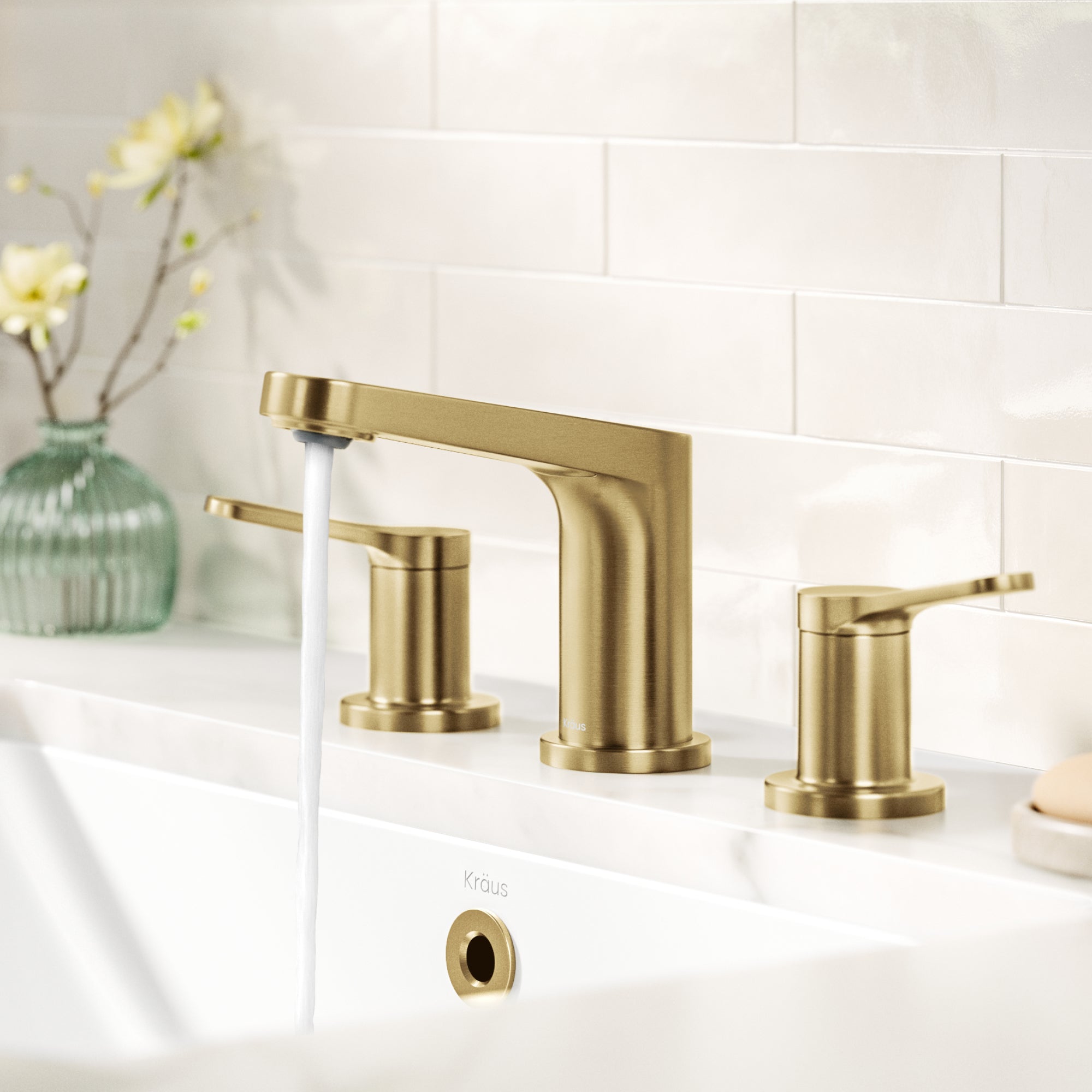 KRAUS Indy Widespread Bathroom Faucet in Spot-Free Brushed Brass-DirectSinks