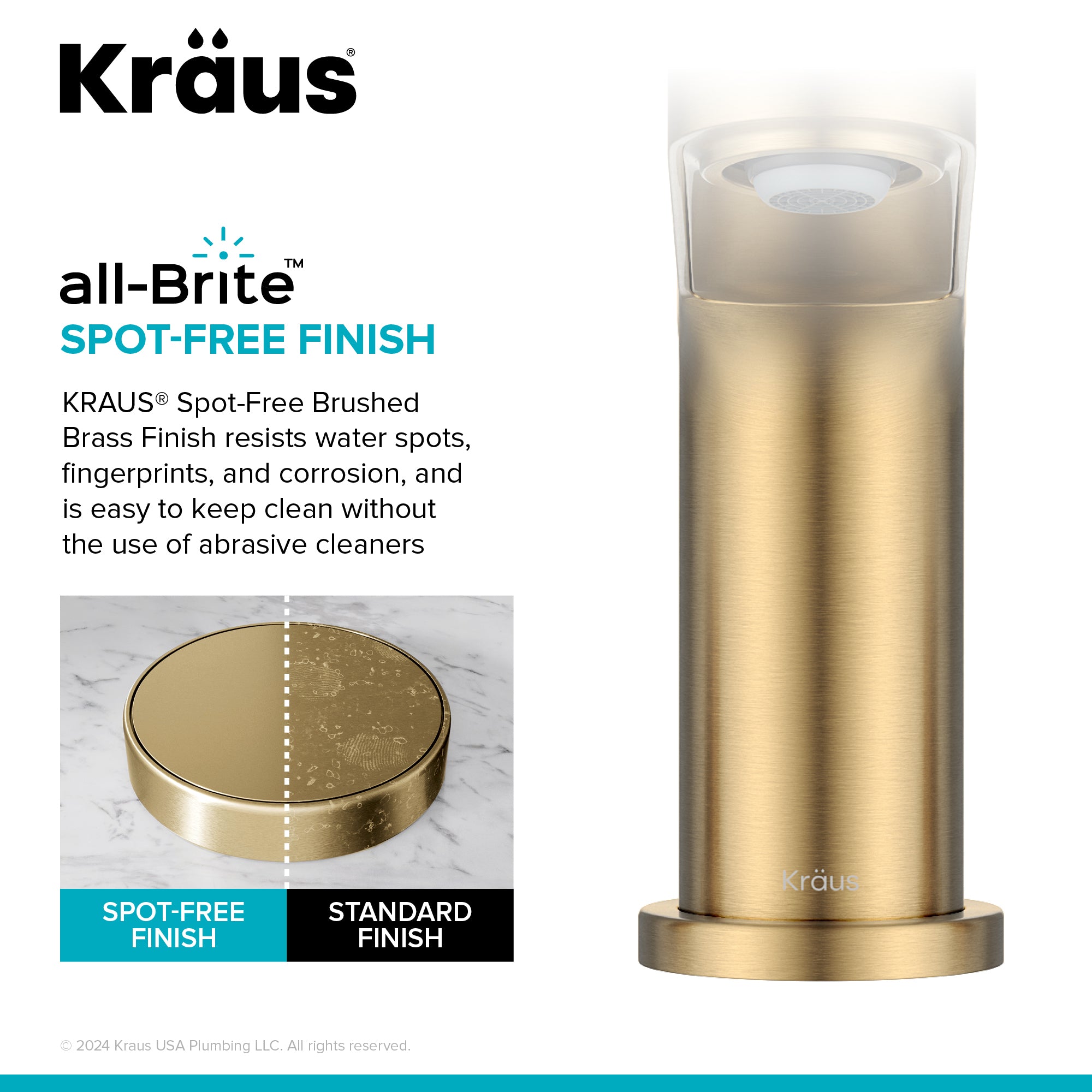 KRAUS Indy Widespread Bathroom Faucet in Spot-Free Brushed Brass-DirectSinks