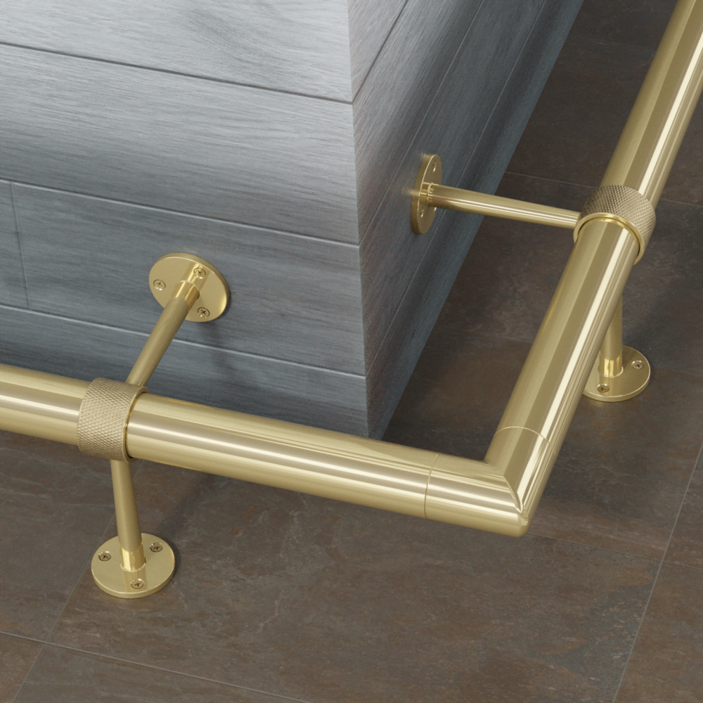 Satin Brass Foot Rail Corner Connector