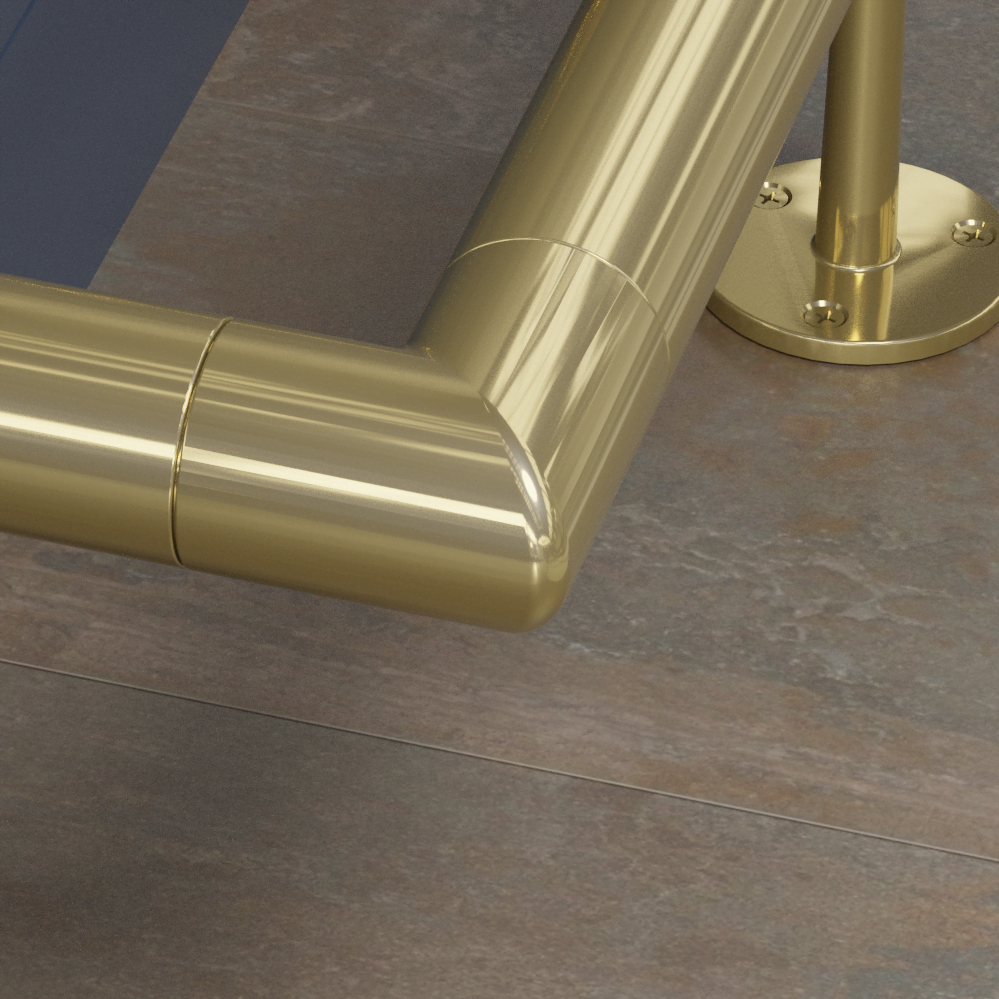 Satin Brass Foot Rail Corner Connector