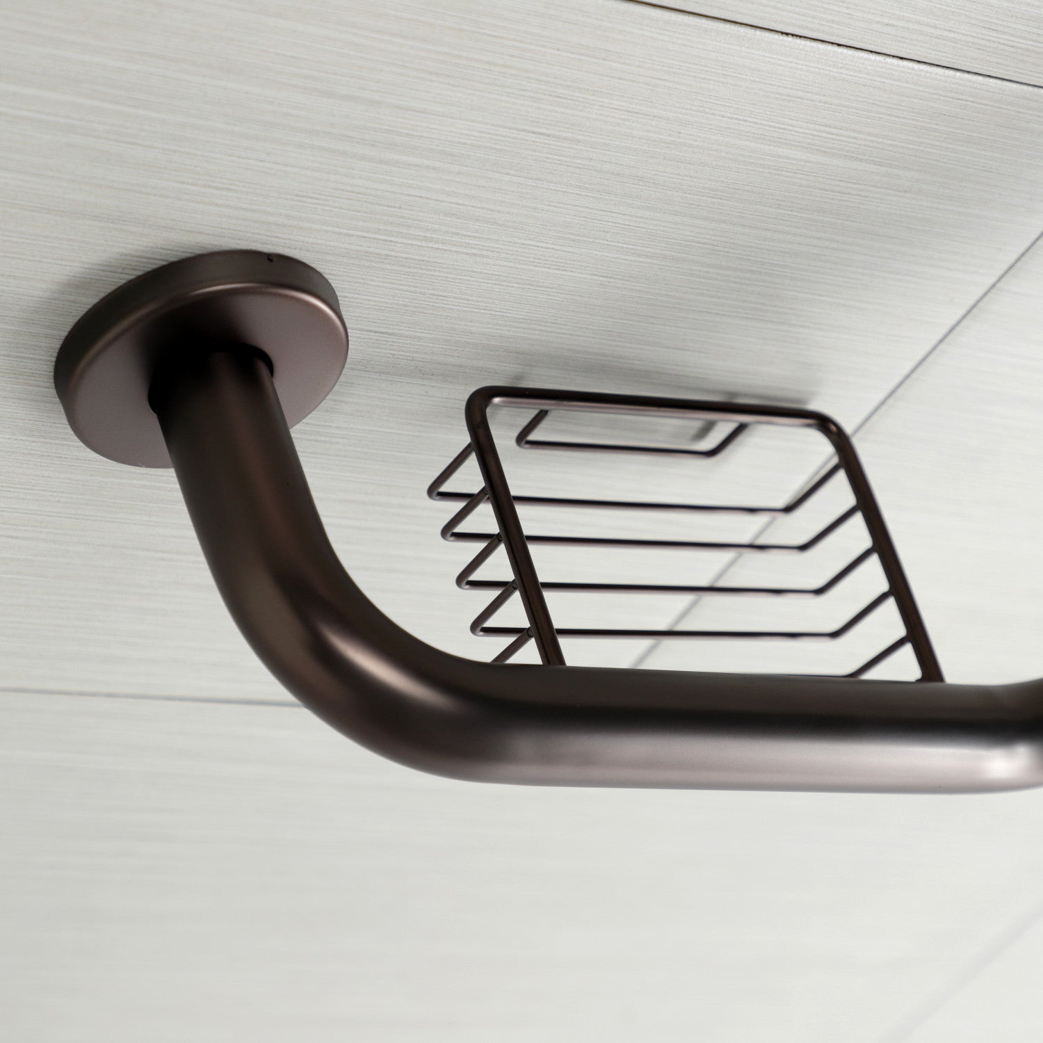 Meridian 10" x 12" Angled Grab Bar with Soap Dish in Oil Rubbed Bronze-DirectSinks