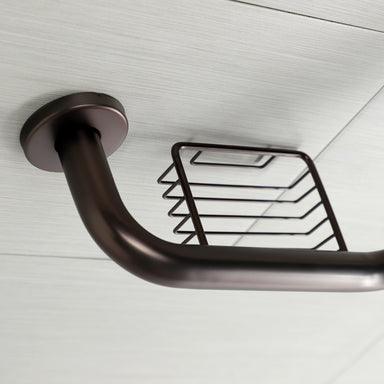 Meridian 10" x 12" Angled Grab Bar with Soap Dish in Oil Rubbed Bronze-DirectSinks