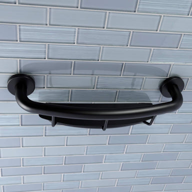 Meridian 18" Stainless Steel Grab Bar with Shelf in Matte Black-DirectSinks