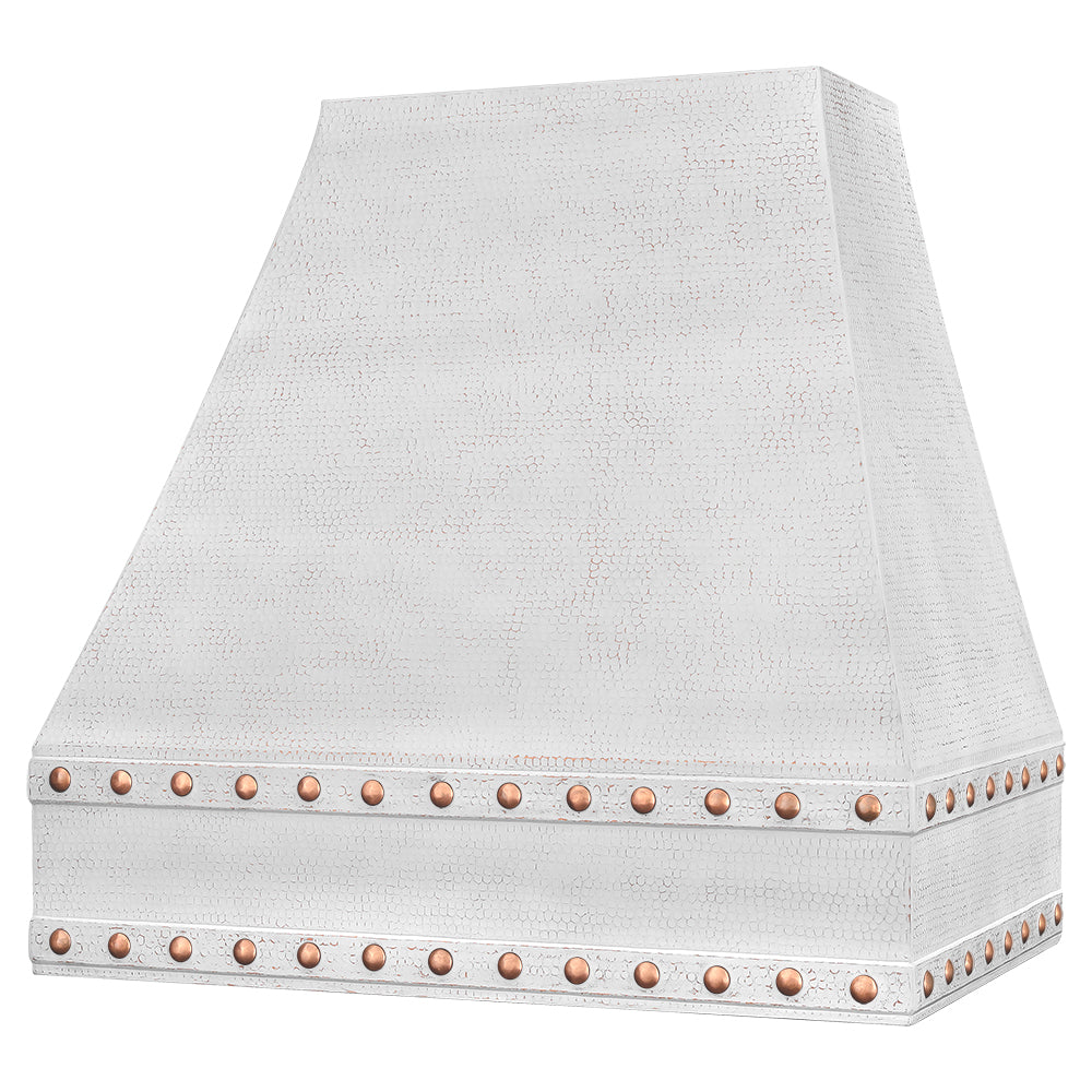 36" White Glazed Hammered Copper Range Hood with 735 CFM Blower-DirectSinks