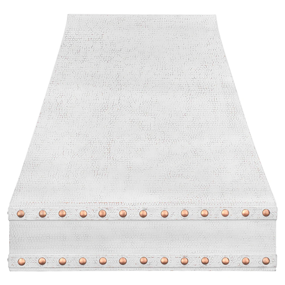 36" White Glazed Hammered Copper Range Hood w/ 1250CFM Blower-DirectSinks