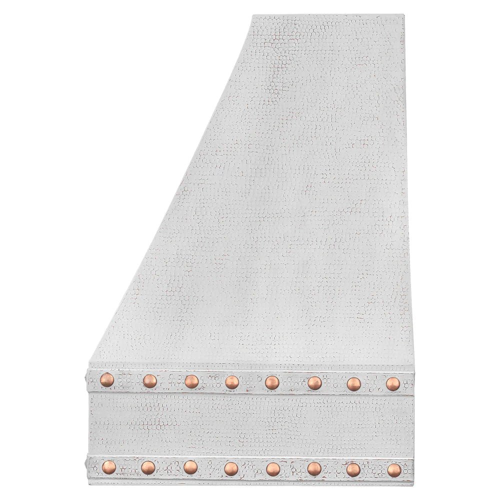 36" White Glazed Hammered Copper Range Hood with 735 CFM Blower-DirectSinks