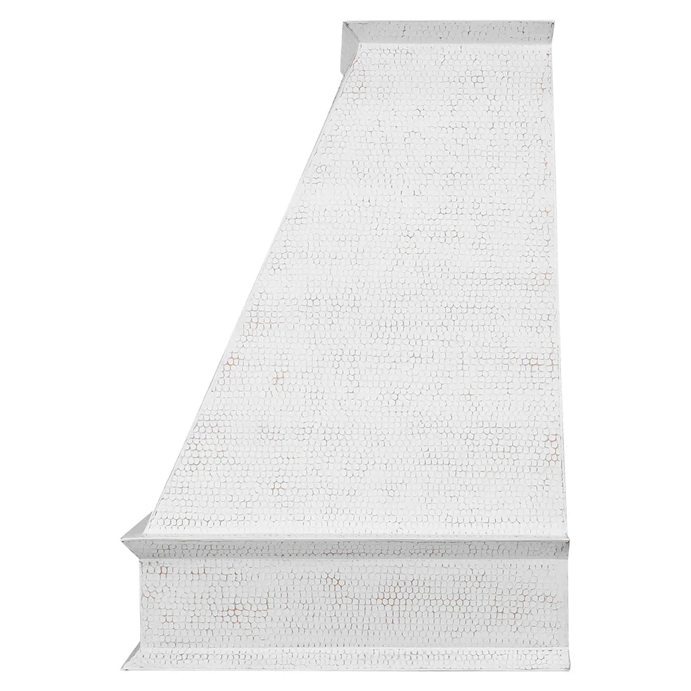 38" White Glazed Hammered Copper Wall Mounted Range Hood w/ 735 CFM Blower-DirectSinks