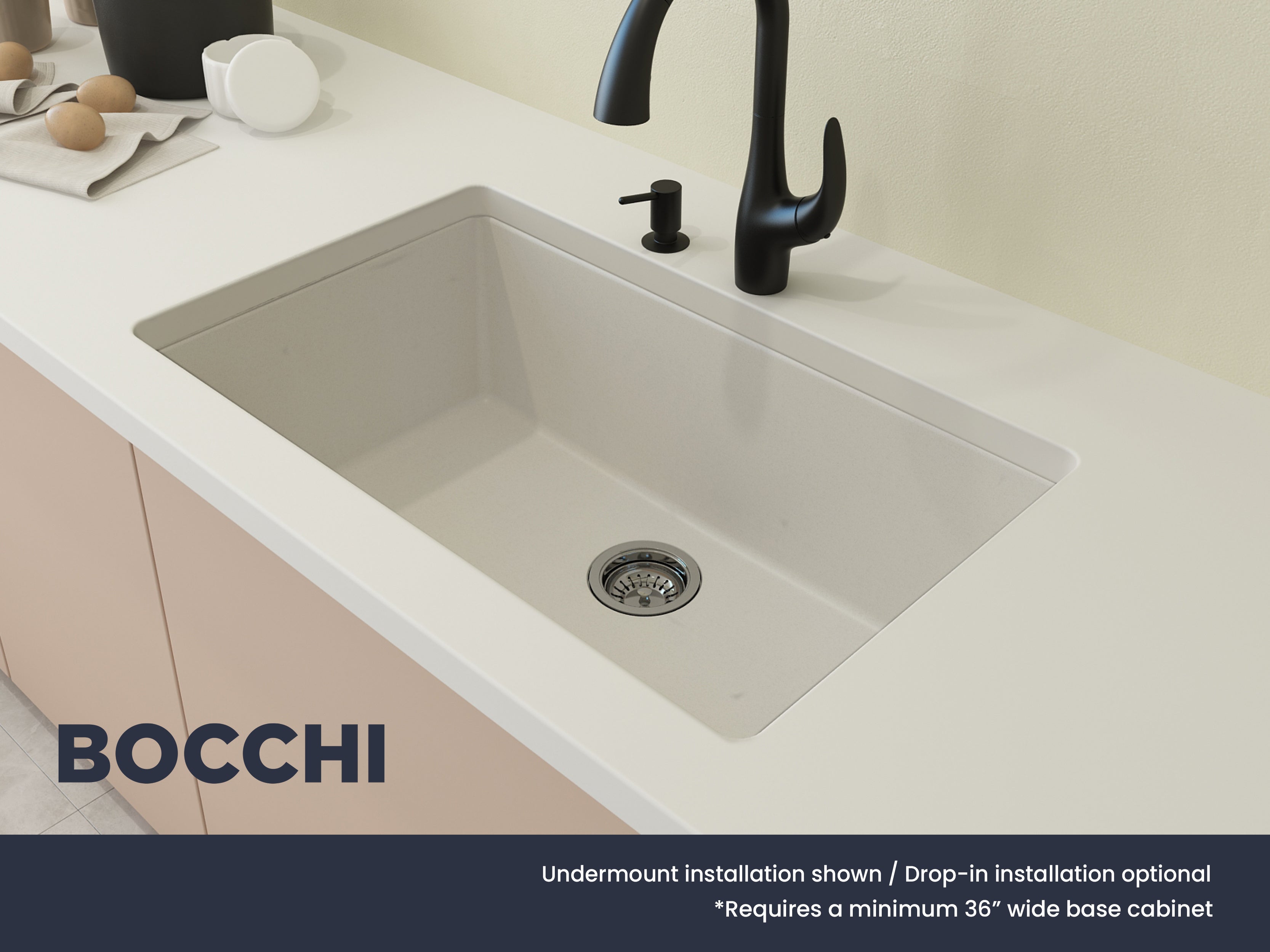 Bocchi Milk White Composite 33" Single Bowl Kitchen Sink