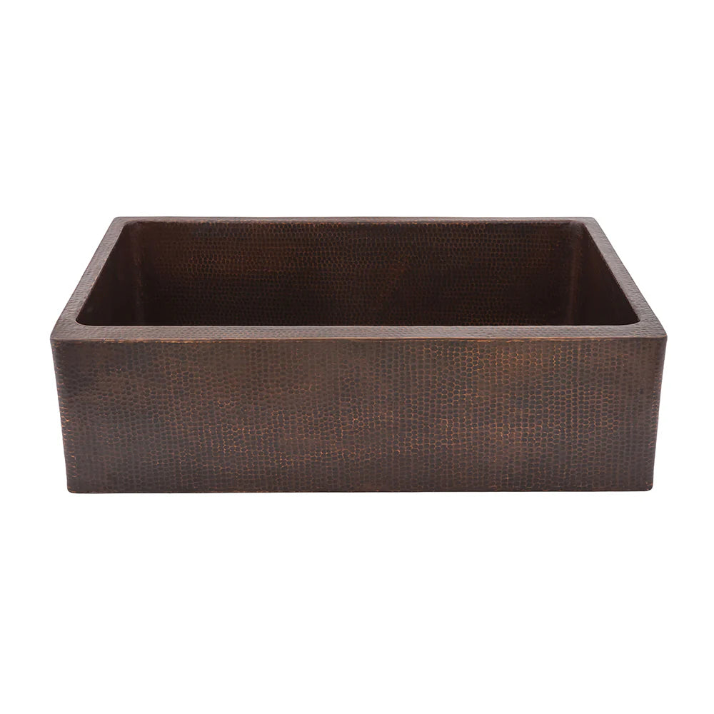 Premier Copper Products 33" Hammered Copper Kitchen Apron Single Basin Sink