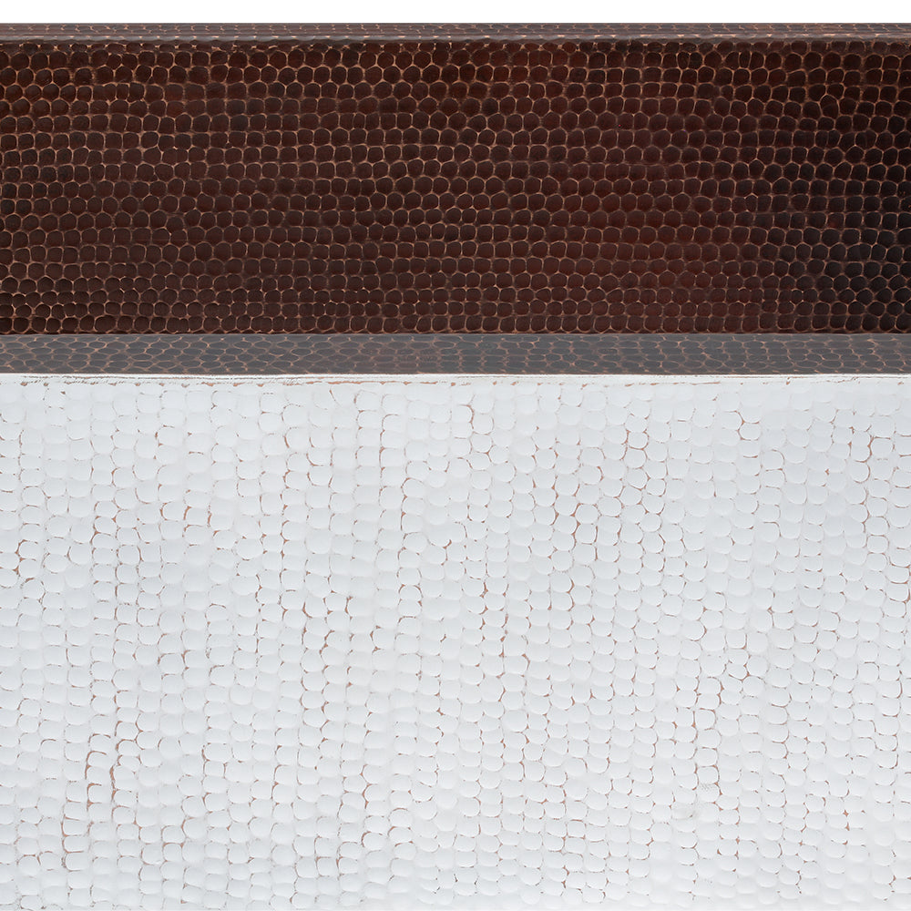 33" Hammered Copper Apron Front Single Basin Kitchen Sink in Glazed White-DirectSinks