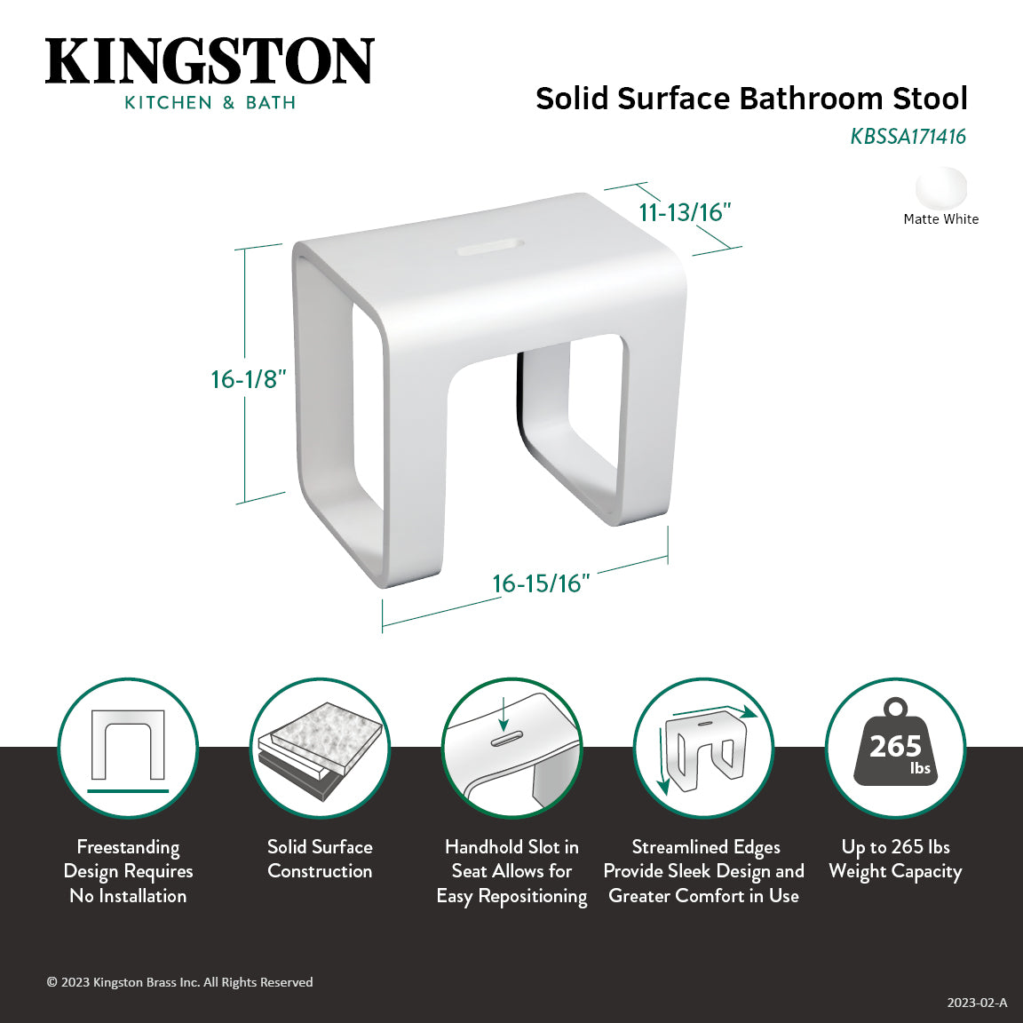 Cube Bathroom Stool in Composite Matte White-DirectSinks