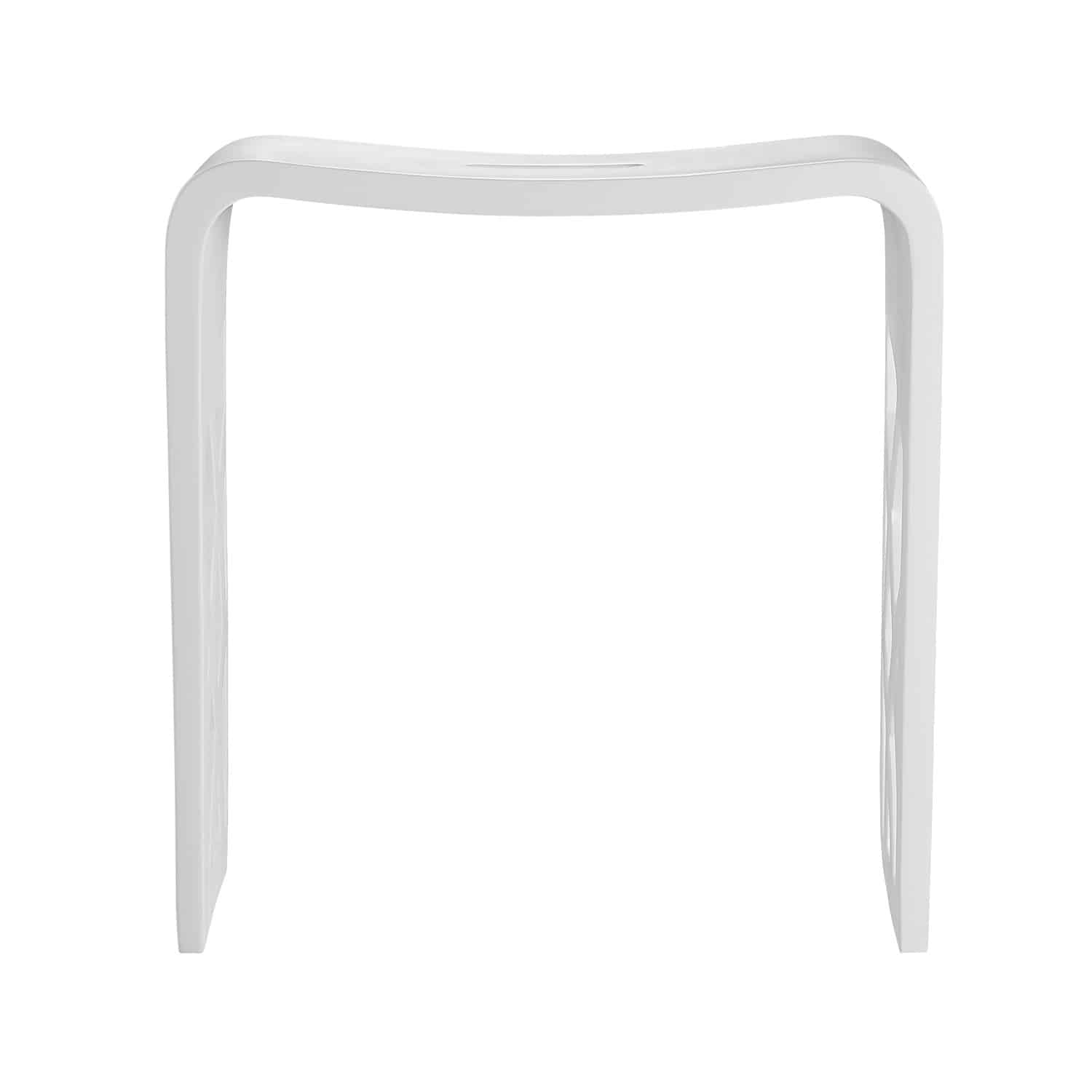 Lattice Side Bathroom Stool in Composite Matte White-DirectSinks