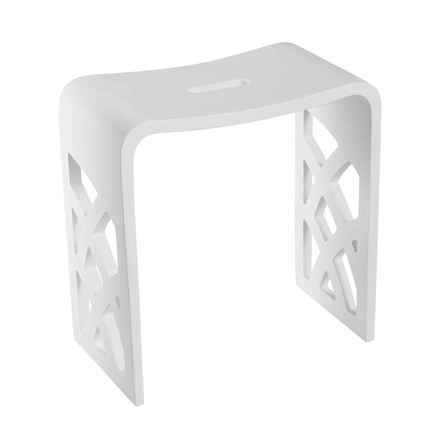 Lattice Side Bathroom Stool in Composite Matte White-DirectSinks