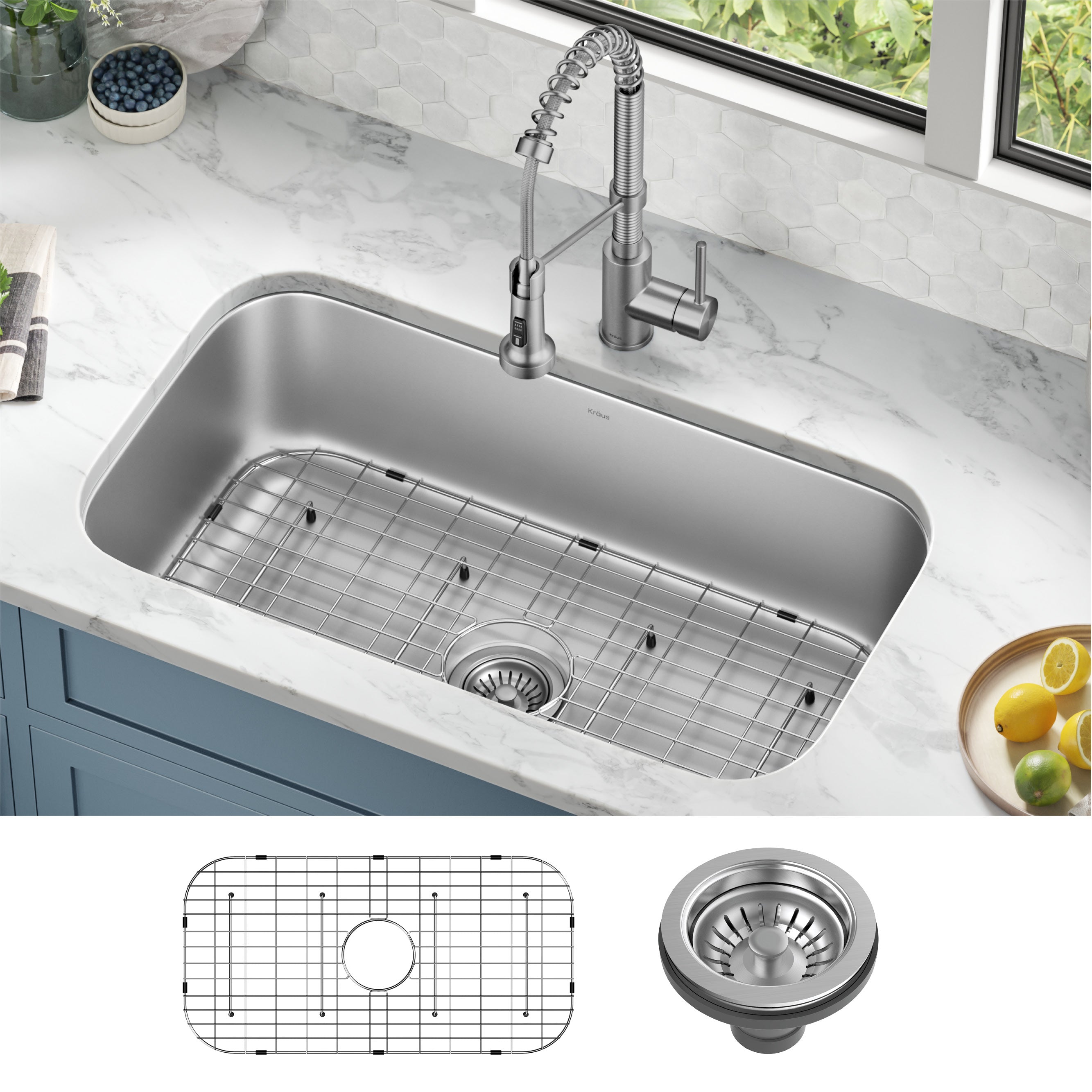 KRAUS 32” Undermount 18 gauge Stainless Steel Single Bowl Kitchen Sink