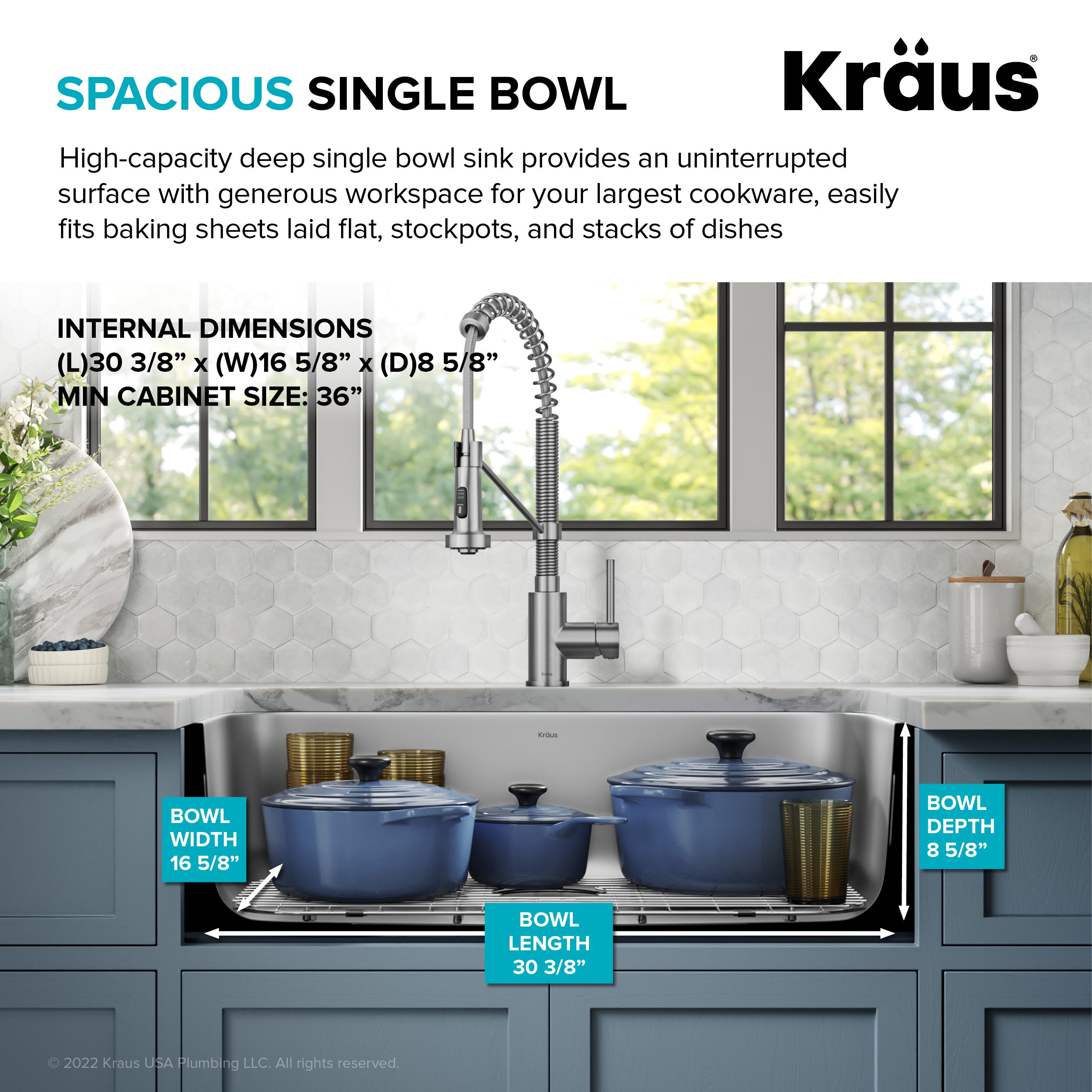 KRAUS 32” Undermount 18 gauge Stainless Steel Single Bowl Kitchen Sink