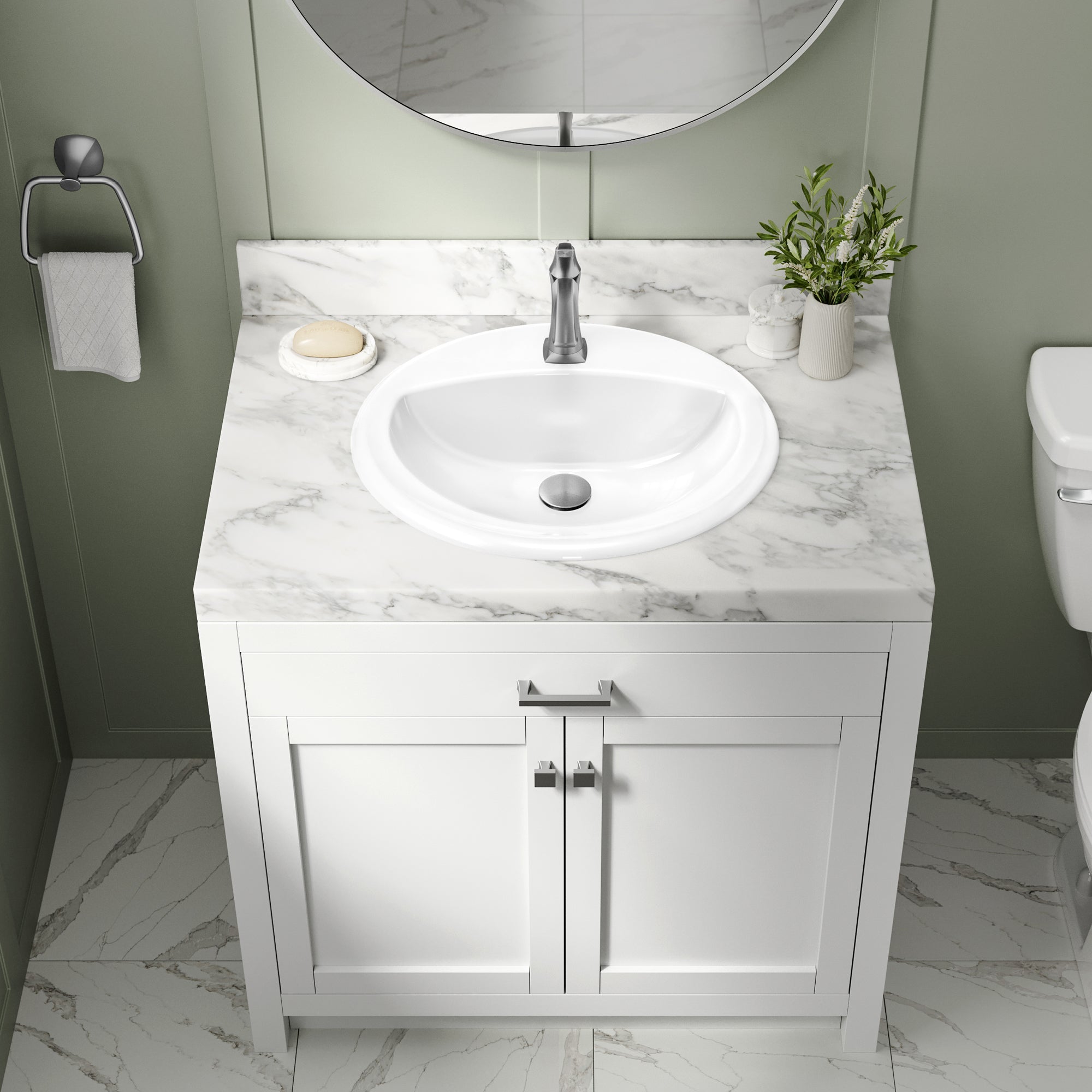 KRAUS Elavo 20-1/2" Oval Porcelain Drop In Bathroom Sink in White