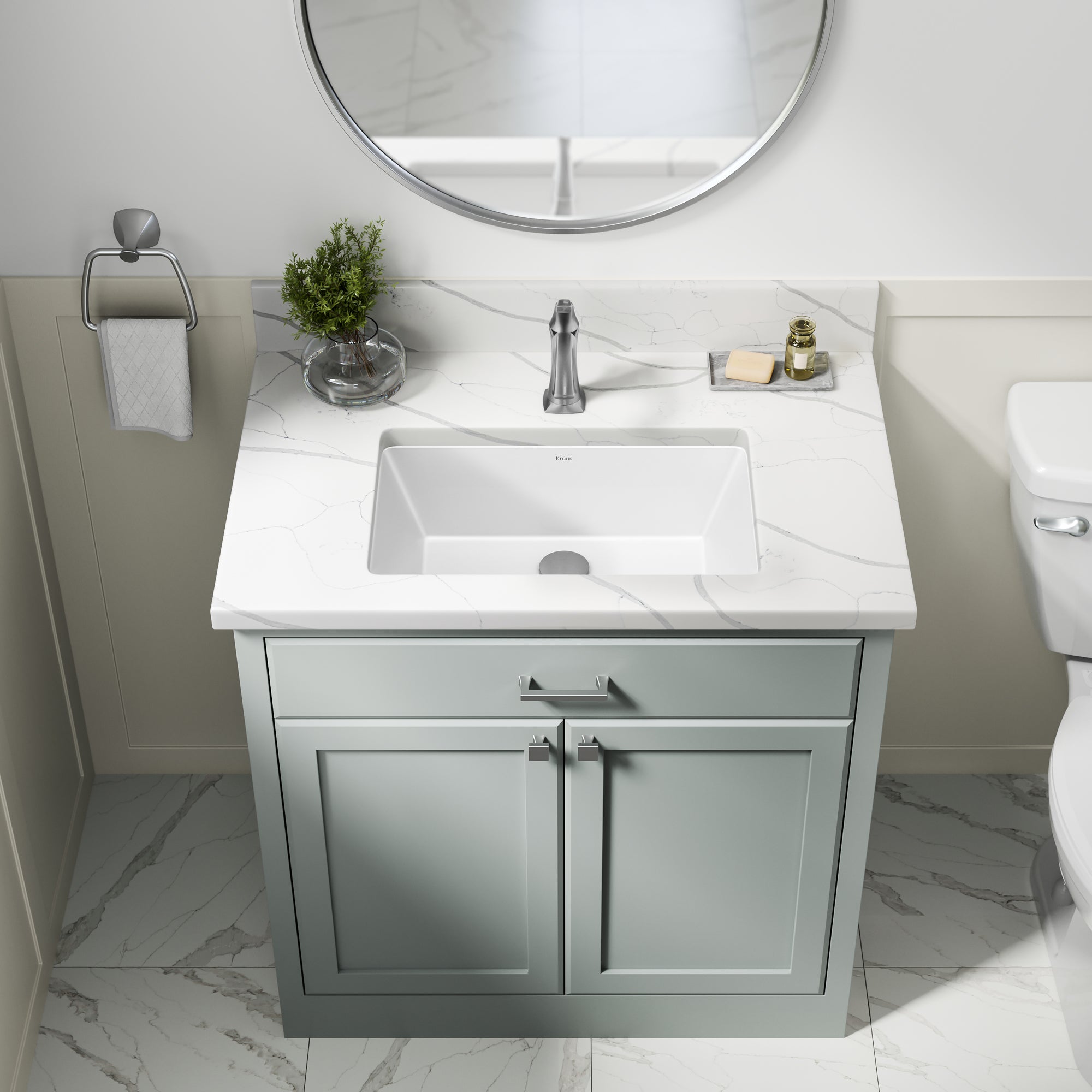 KRAUS Elavo 21-1/8" Rectangular Porcelain Undermount Bathroom Sink in White