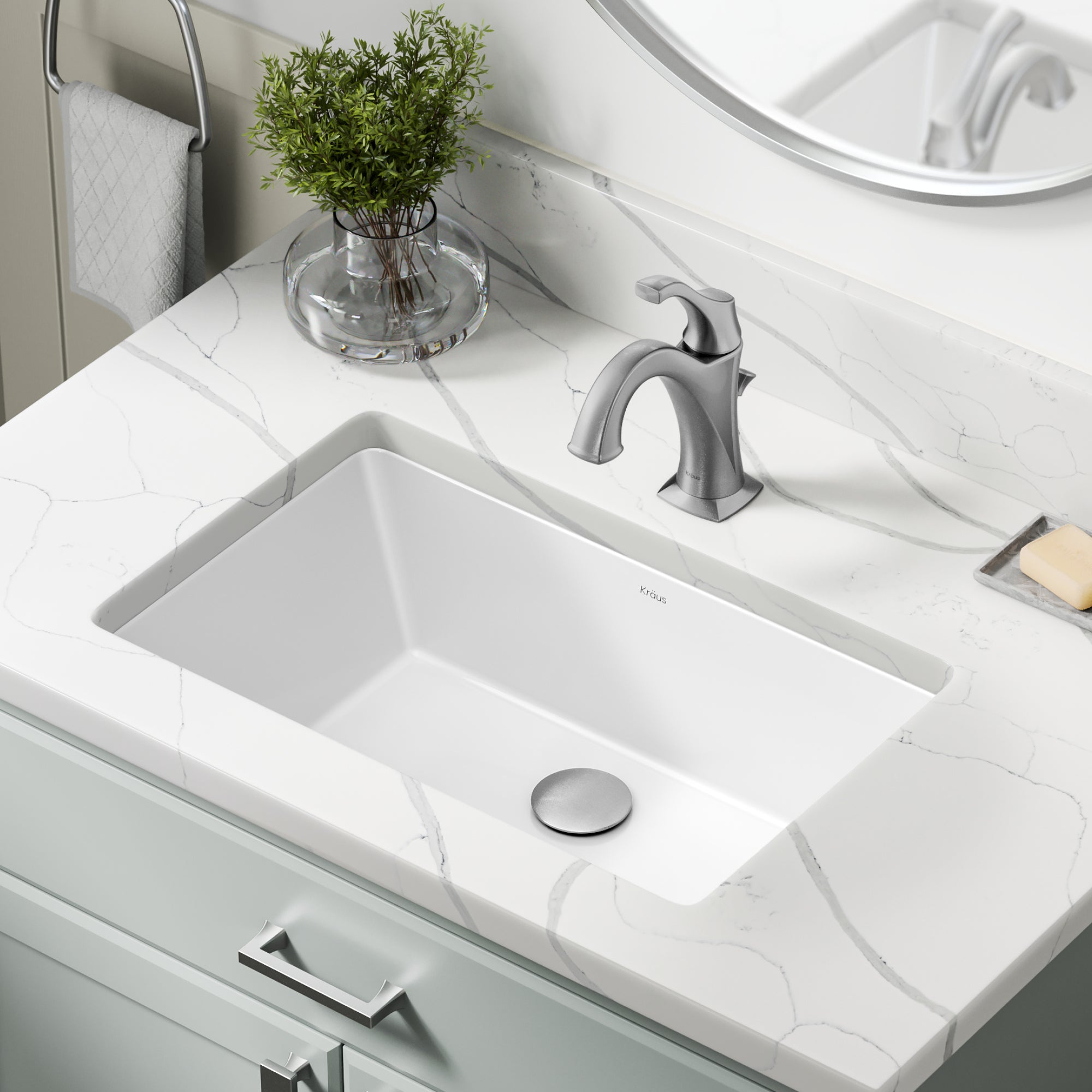 KRAUS Elavo 21-1/8" Rectangular Porcelain Undermount Bathroom Sink in White