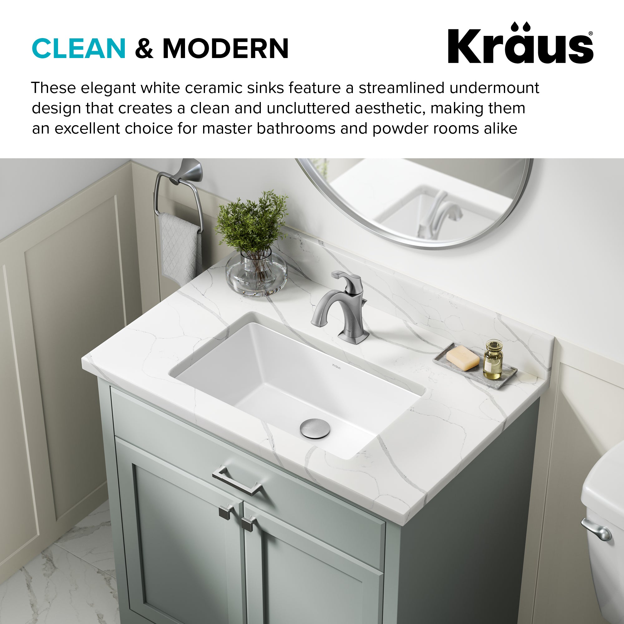 KRAUS Elavo 21-1/8" Rectangular Porcelain Undermount Bathroom Sink in White