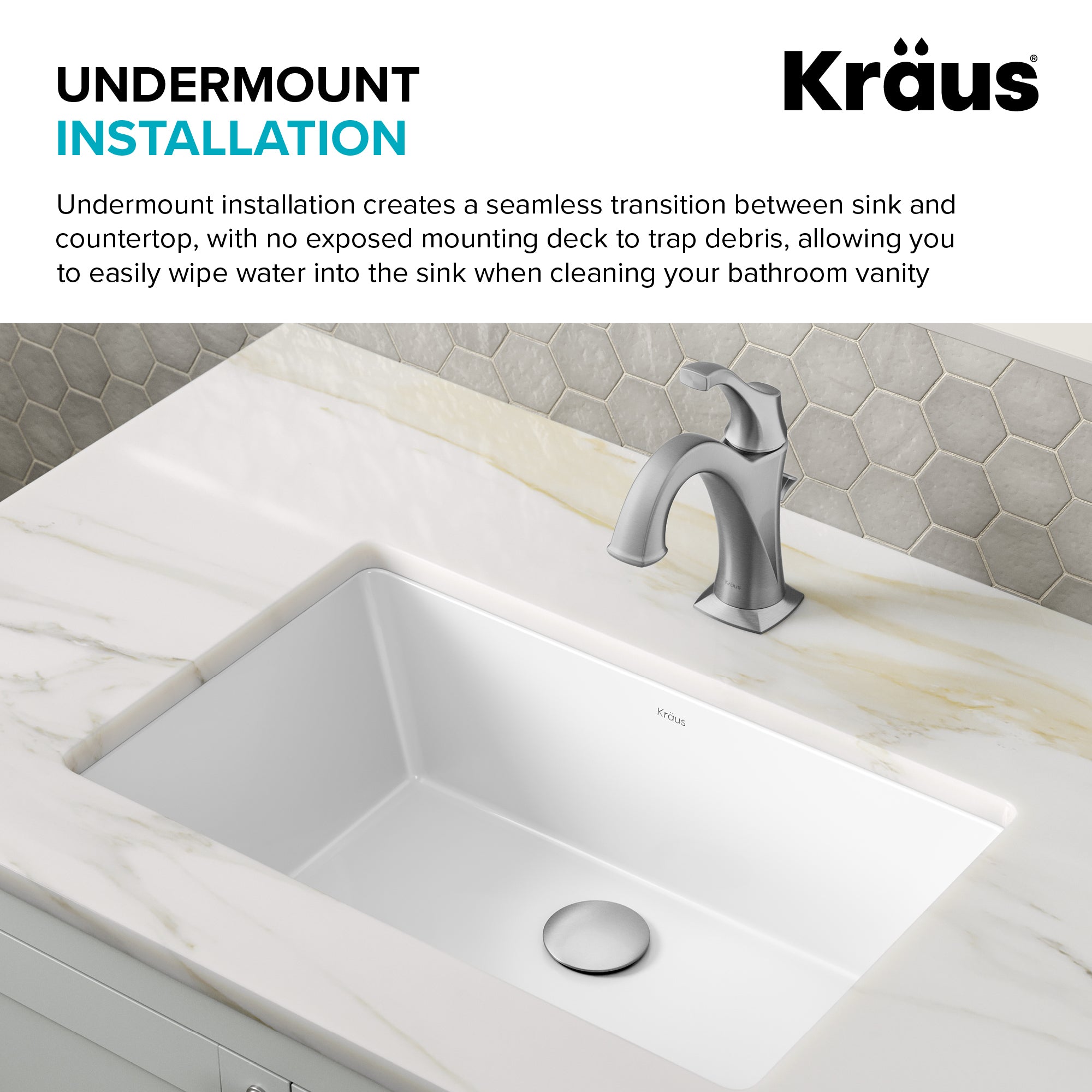 KRAUS Elavo 21-1/8" Rectangular Porcelain Undermount Bathroom Sink in White