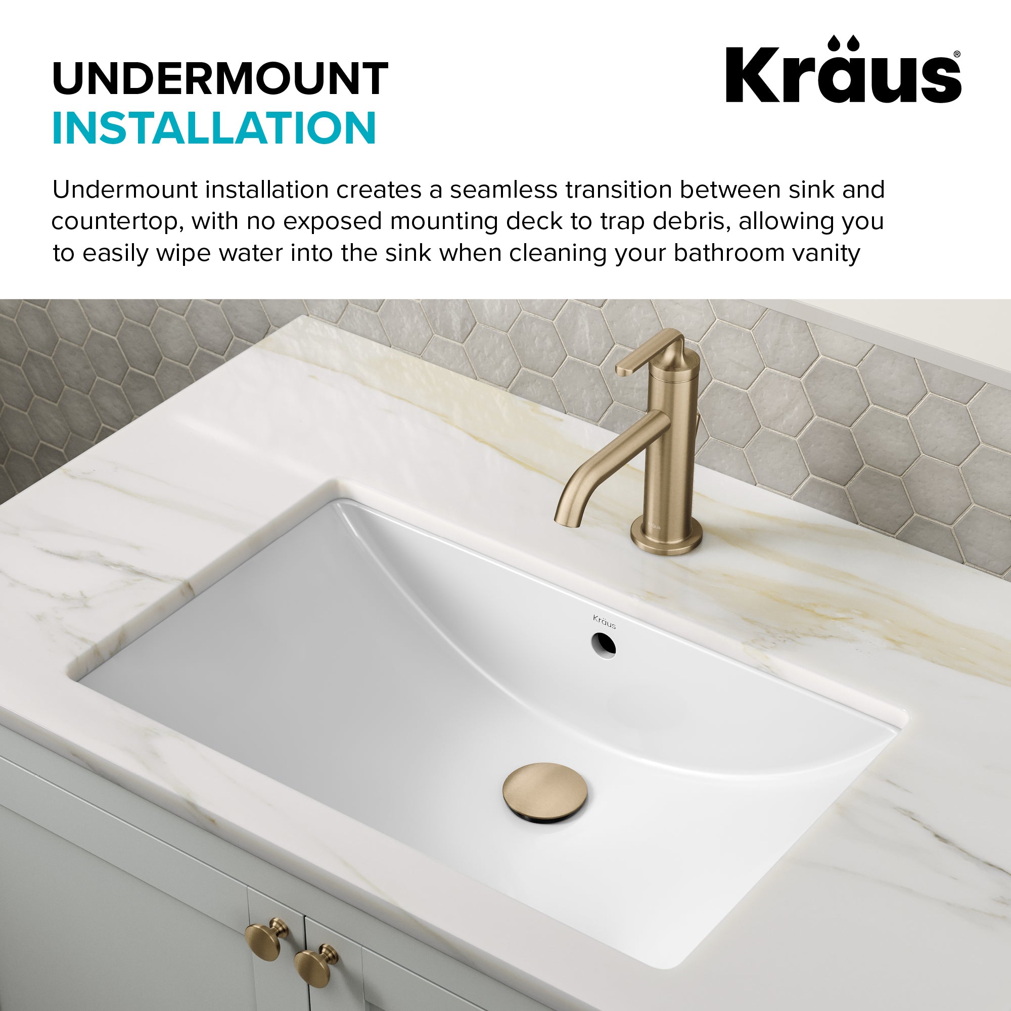 KRAUS Elavo 23" Rectangular Porcelain Undermount Bathroom Sink in White