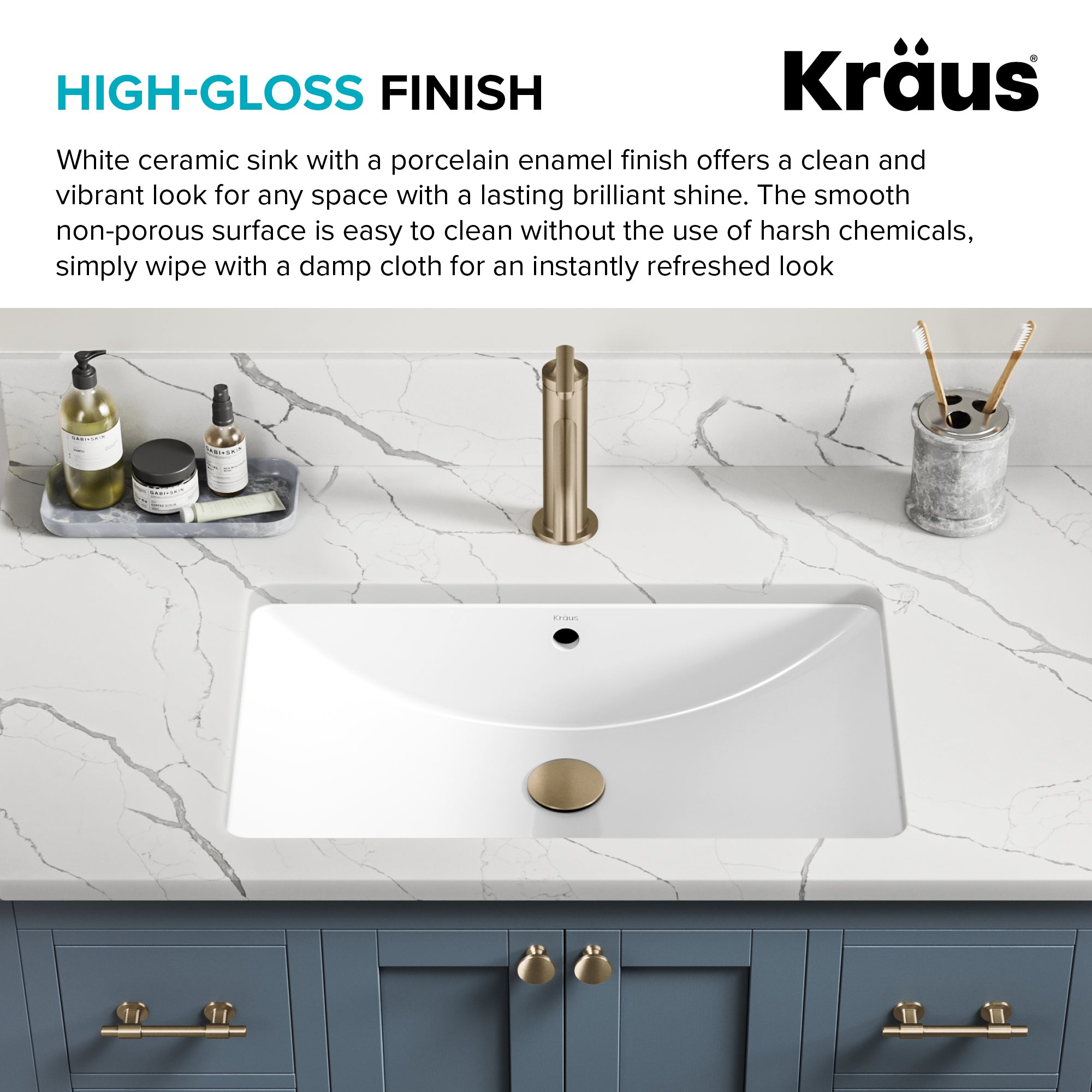 KRAUS Elavo 23" Rectangular Porcelain Undermount Bathroom Sink in White