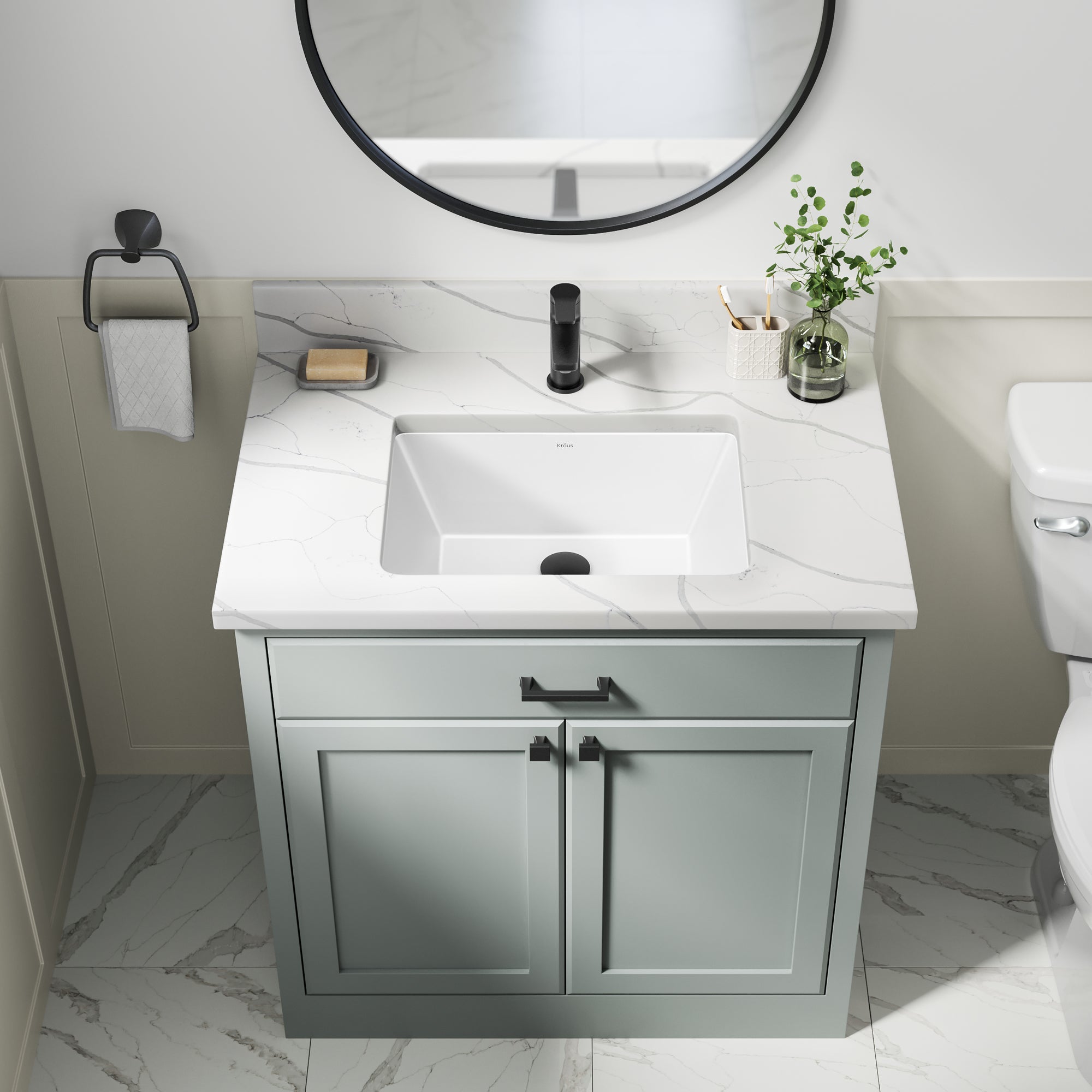 KRAUS Elavo 20-1/4" Rectangular Porcelain Undermount Bathroom Sink in White