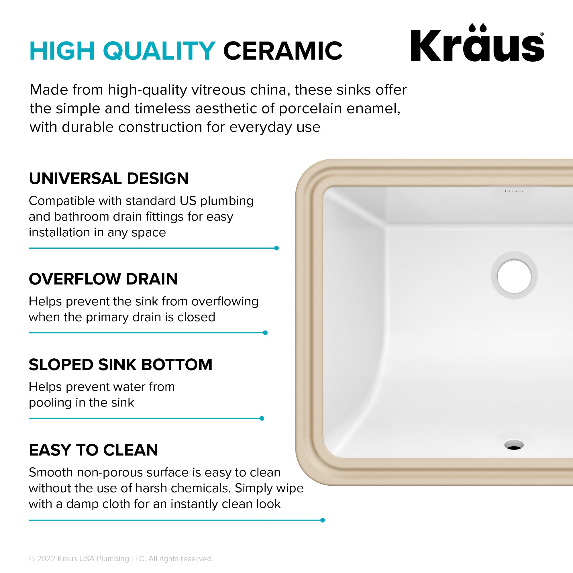 KRAUS Elavo 20-1/4" Rectangular Porcelain Undermount Bathroom Sink in White