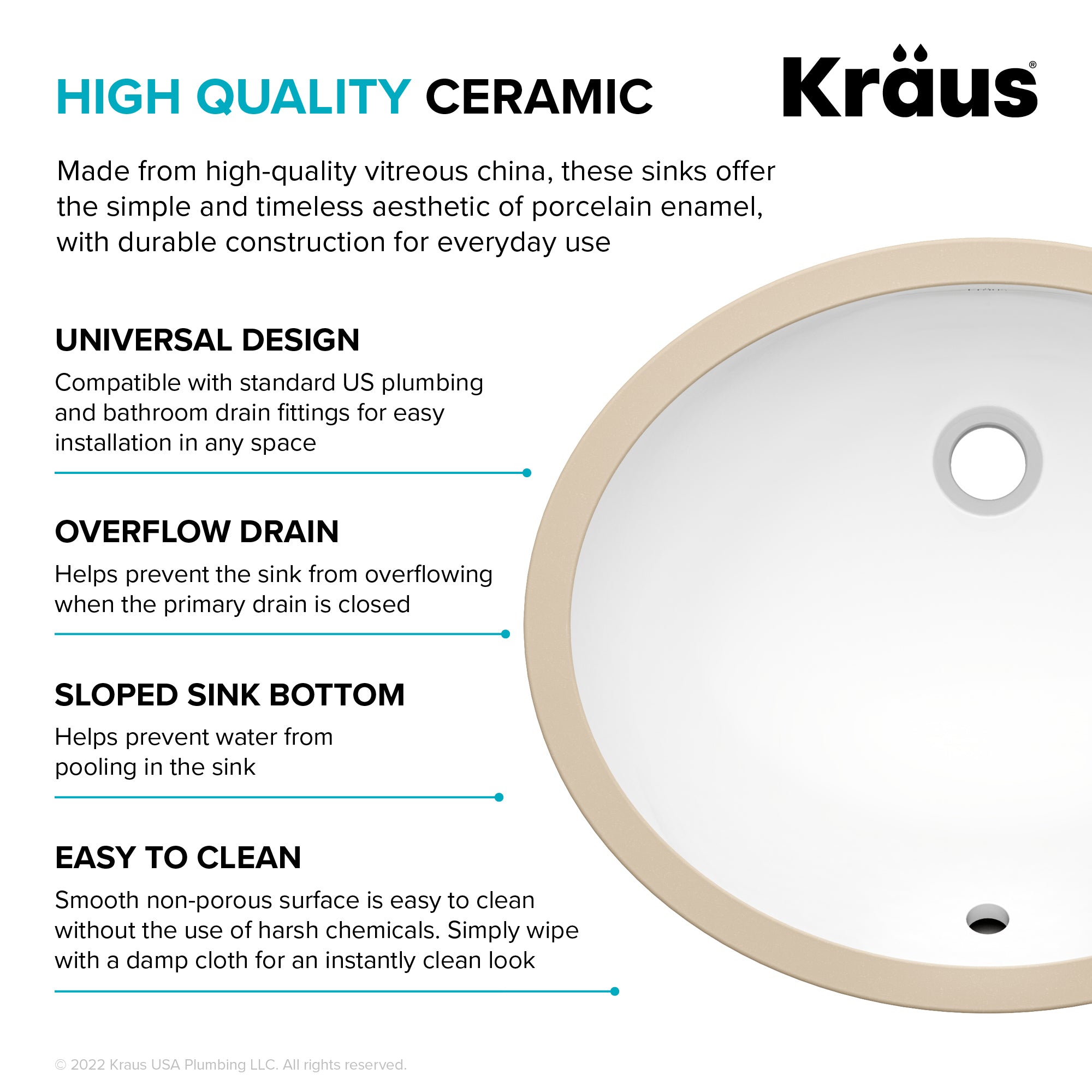 KRAUS Elavo 19 1/4" Oval Porcelain Undermount Bathroom Sink in White