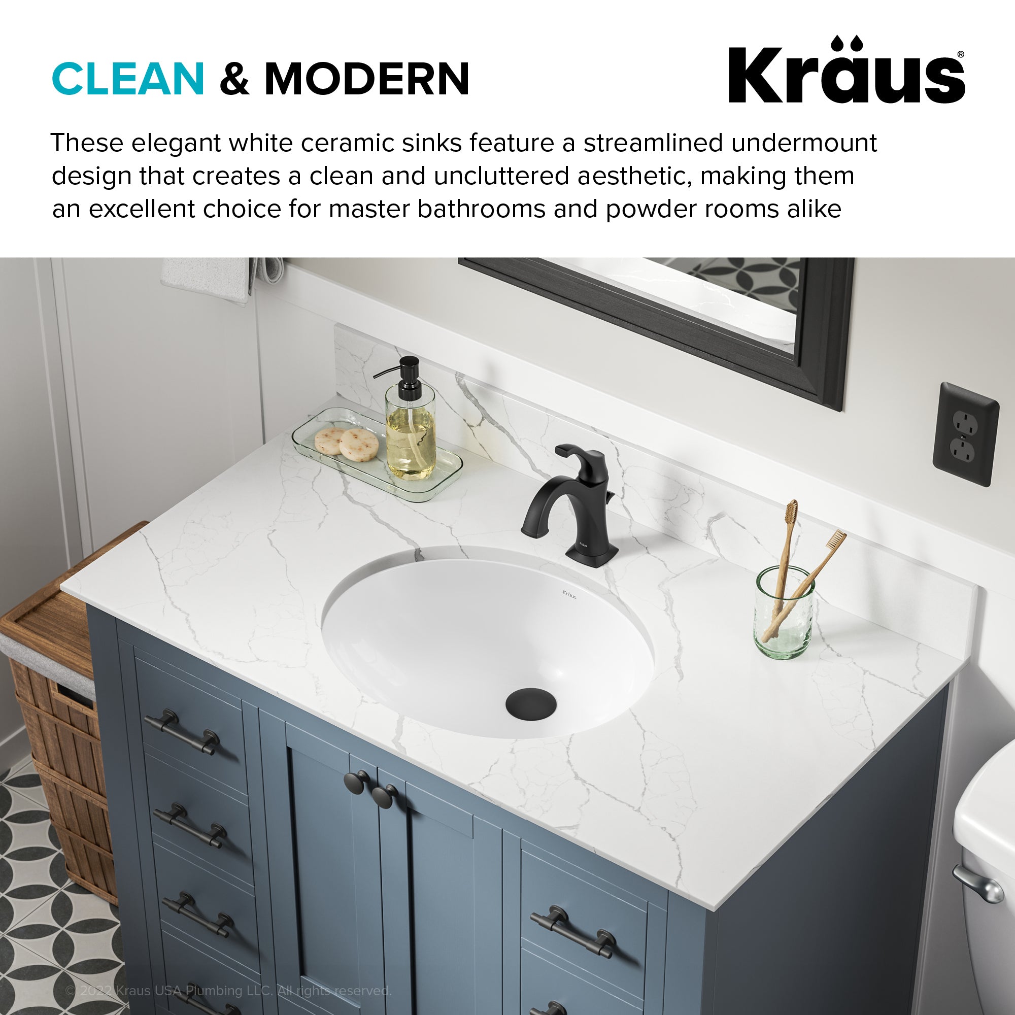 KRAUS Elavo 19 1/4" Oval Porcelain Undermount Bathroom Sink in White