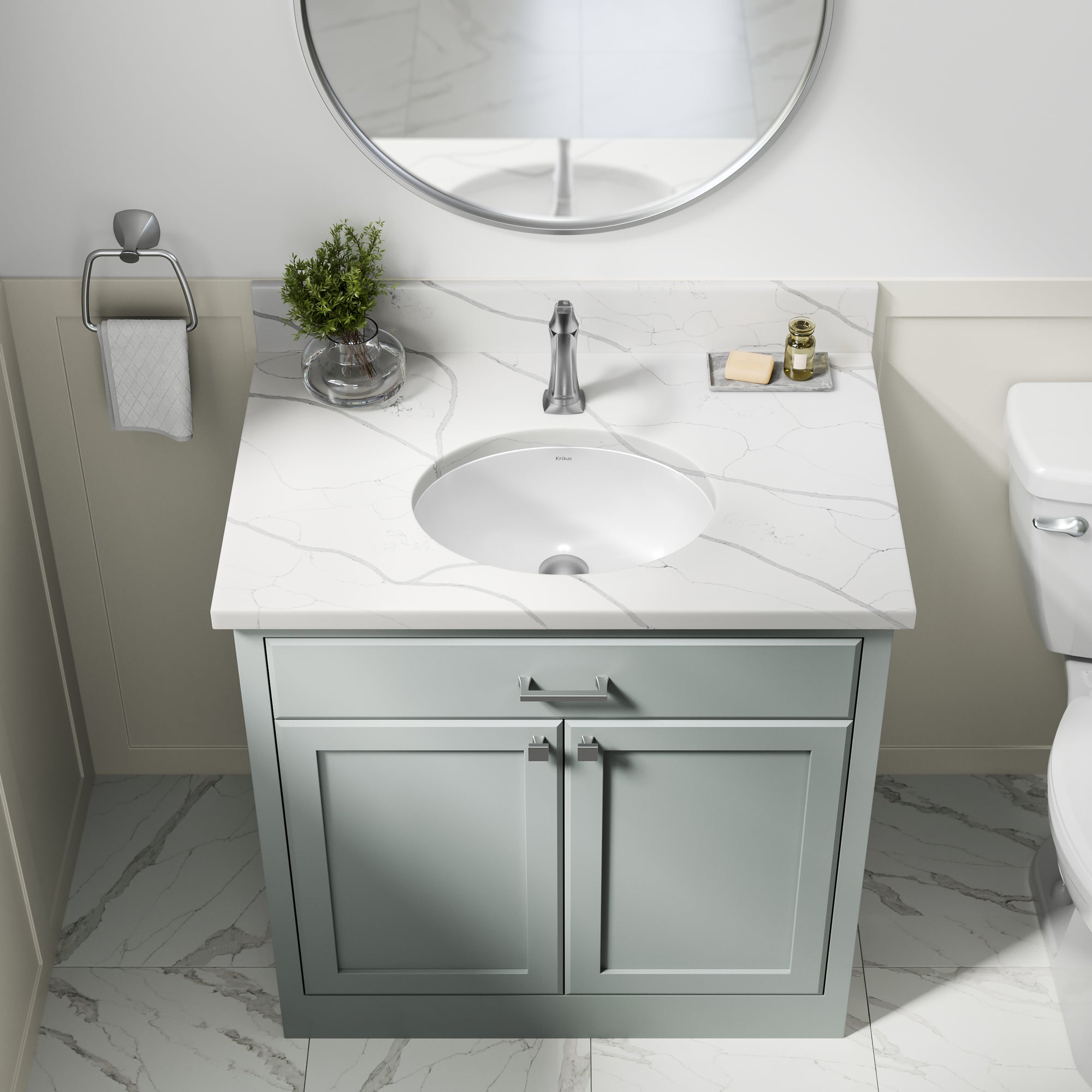 KRAUS Elavo 16-3/4" Oval Porcelain Undermount Bathroom Sink in White