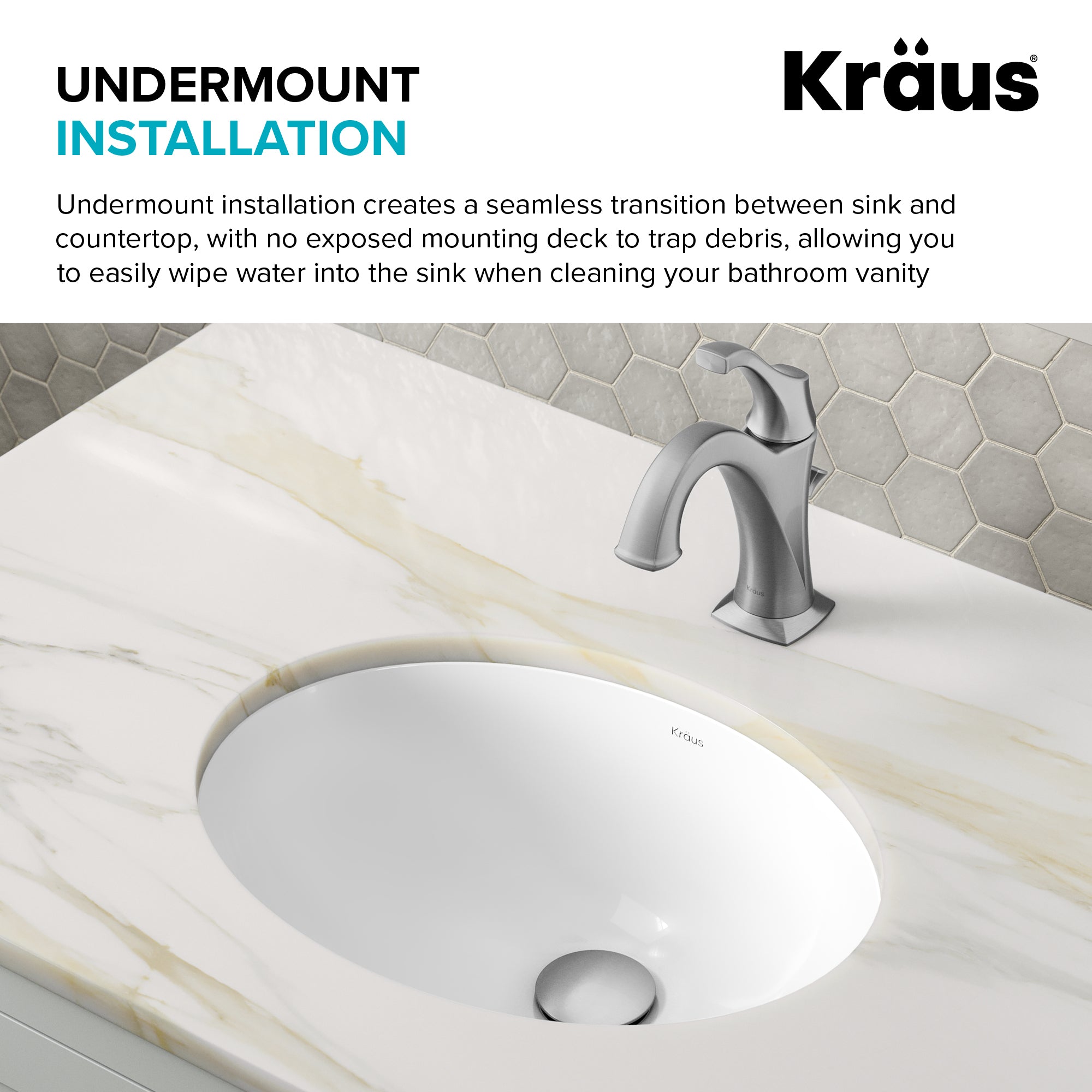 KRAUS Elavo 16-3/4" Oval Porcelain Undermount Bathroom Sink in White